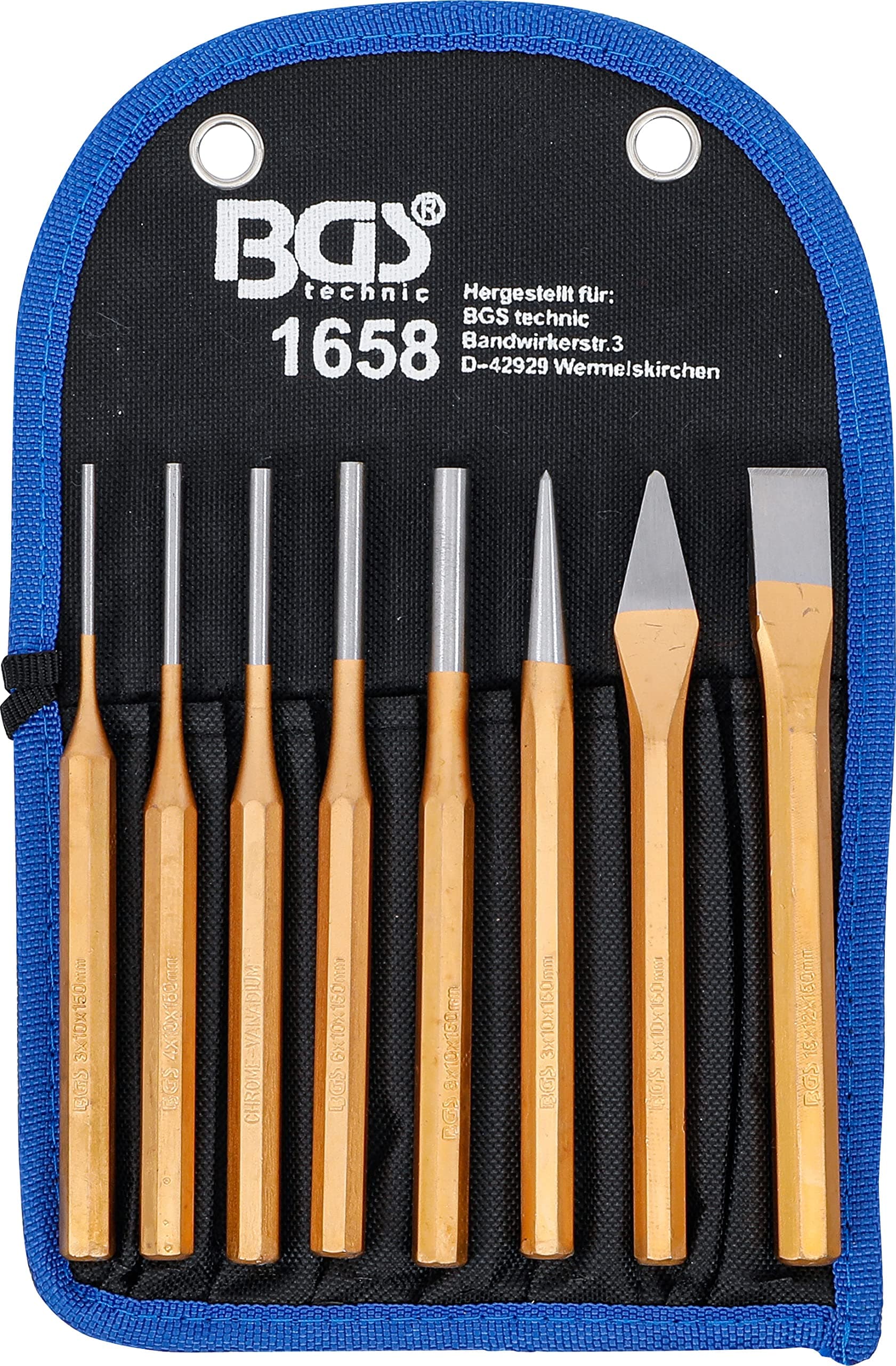 BGS 1658 | Pin Punch Set | 150 mm | incl. Chisel + Centre Punch | 8 pcs.