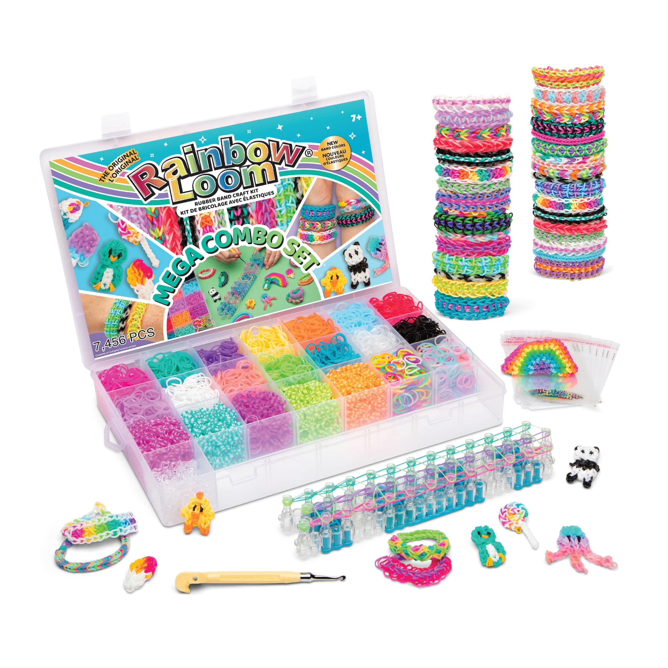 Rainbow Loom® MEGA Combo Set, Features 7000+ Colorful Rubber Bands, 2 Step-by-Step Bracelet Instructions, Organizer Case, Great Gift for Kids 7+ to Promote Fine Motor Skills (Packaging May Vary)