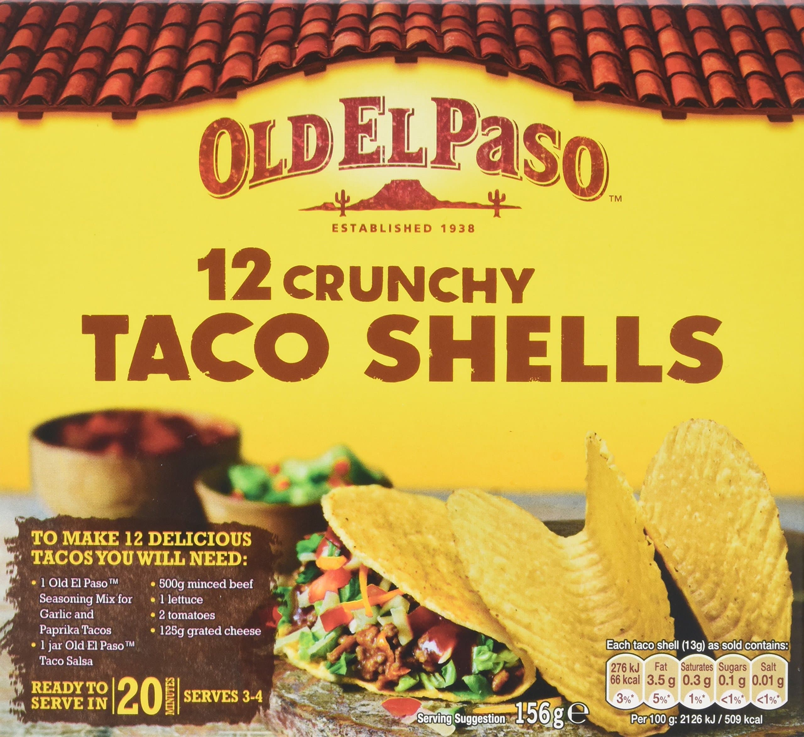 12 Crunchy Taco Shells, 156g