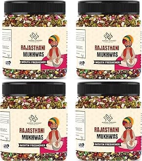 Hungry Harvest Royal Rajasthani mukhwas | Home made Rajashthani mukhwas Mouth freshener [Jar Pack] (1200 Grams (Pack of 4 of 300 Grams))