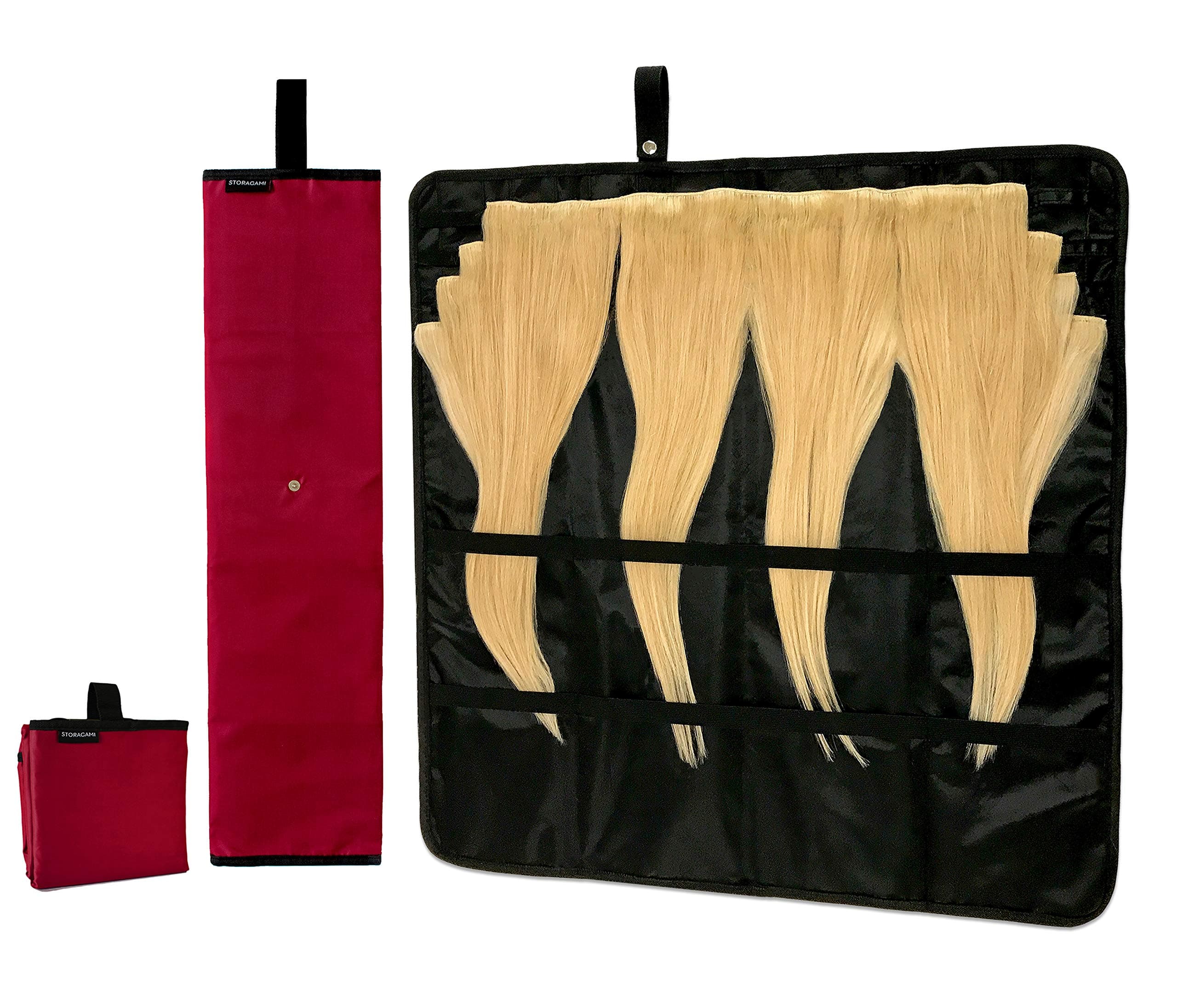 Hair Extension Storage Case with Hang Handle - Portable Holder Keeps Your Clip-In and Tape-In Extensions Smooth and Secured for Easier Styling and Reapplying - Great for Travel! … (26", Ocean Blue)