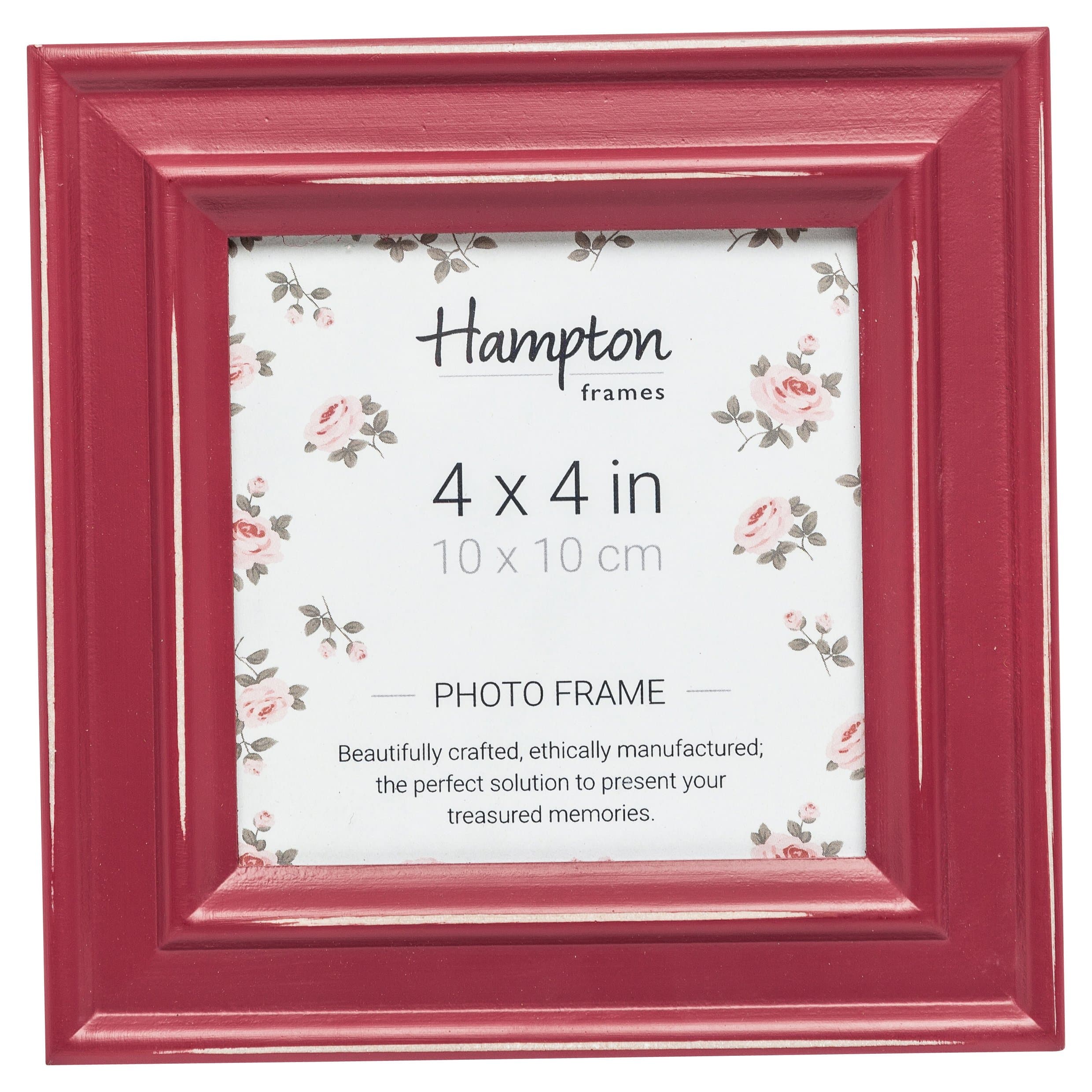 Hampton Frames PALOMA Distressed Square Picture Photo Frame Raspberry Red 4x4 (10x10cm) PAL301944R