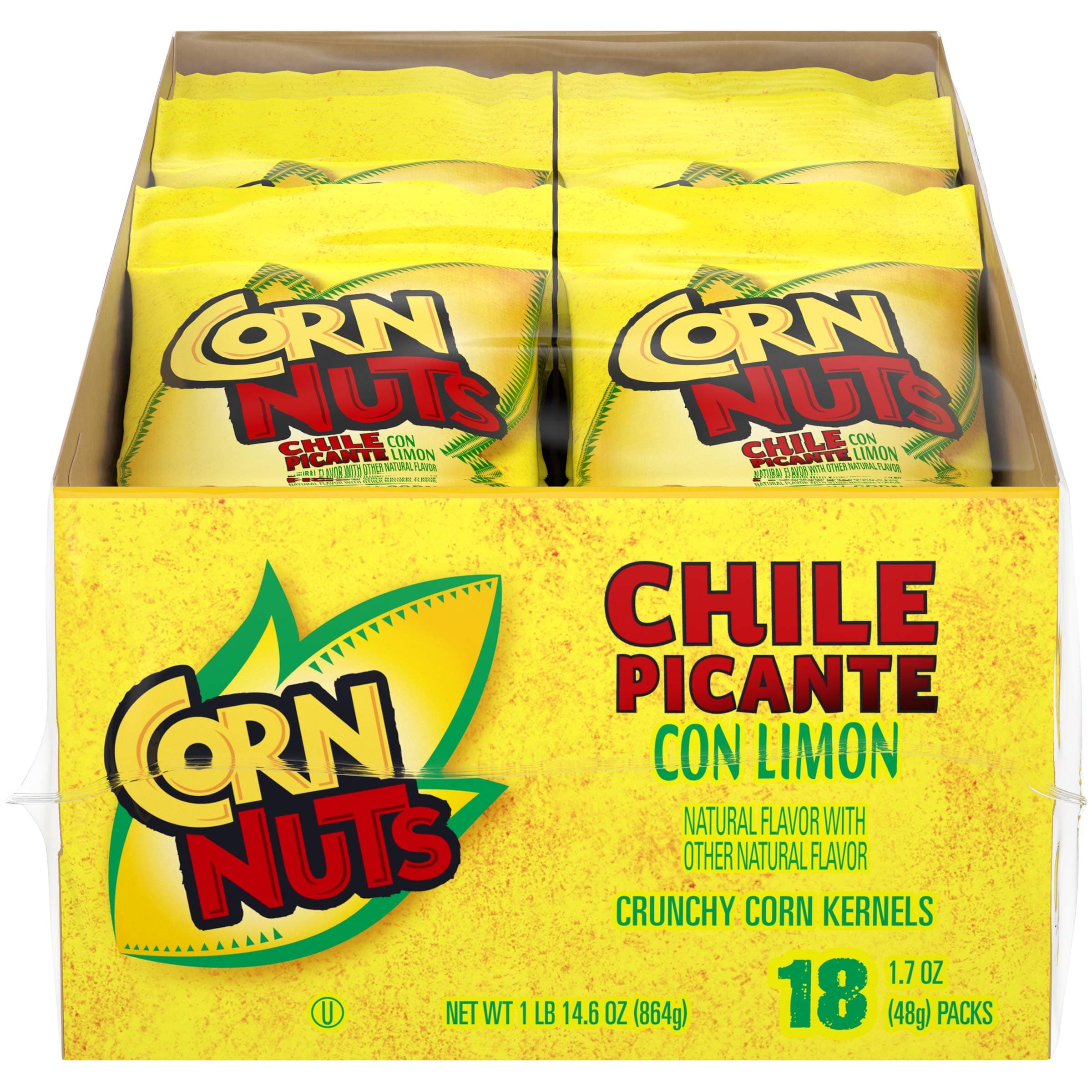 Chile Picante con Limon Flavored Corn Kernels, Crunchy Corn Snacks, Snack Box, Variety Packs, Food for Adults, 1.7oz. (Pack of 18)