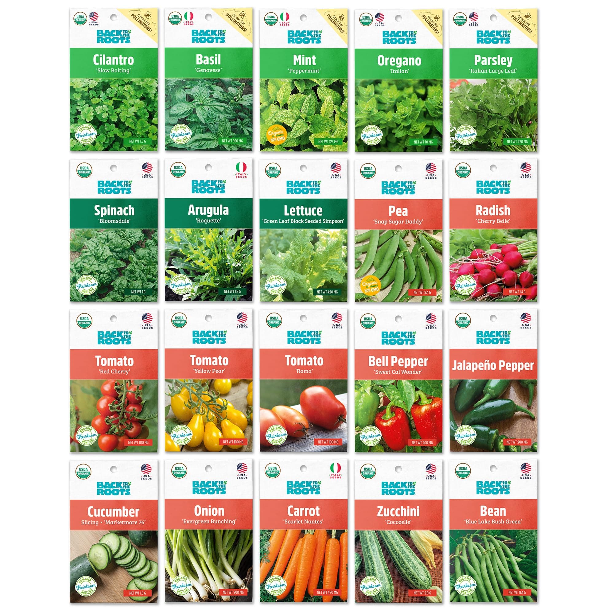 Back to the Roots Organic Seed Bundle - Herbs and Vegetables Variety Pack for...