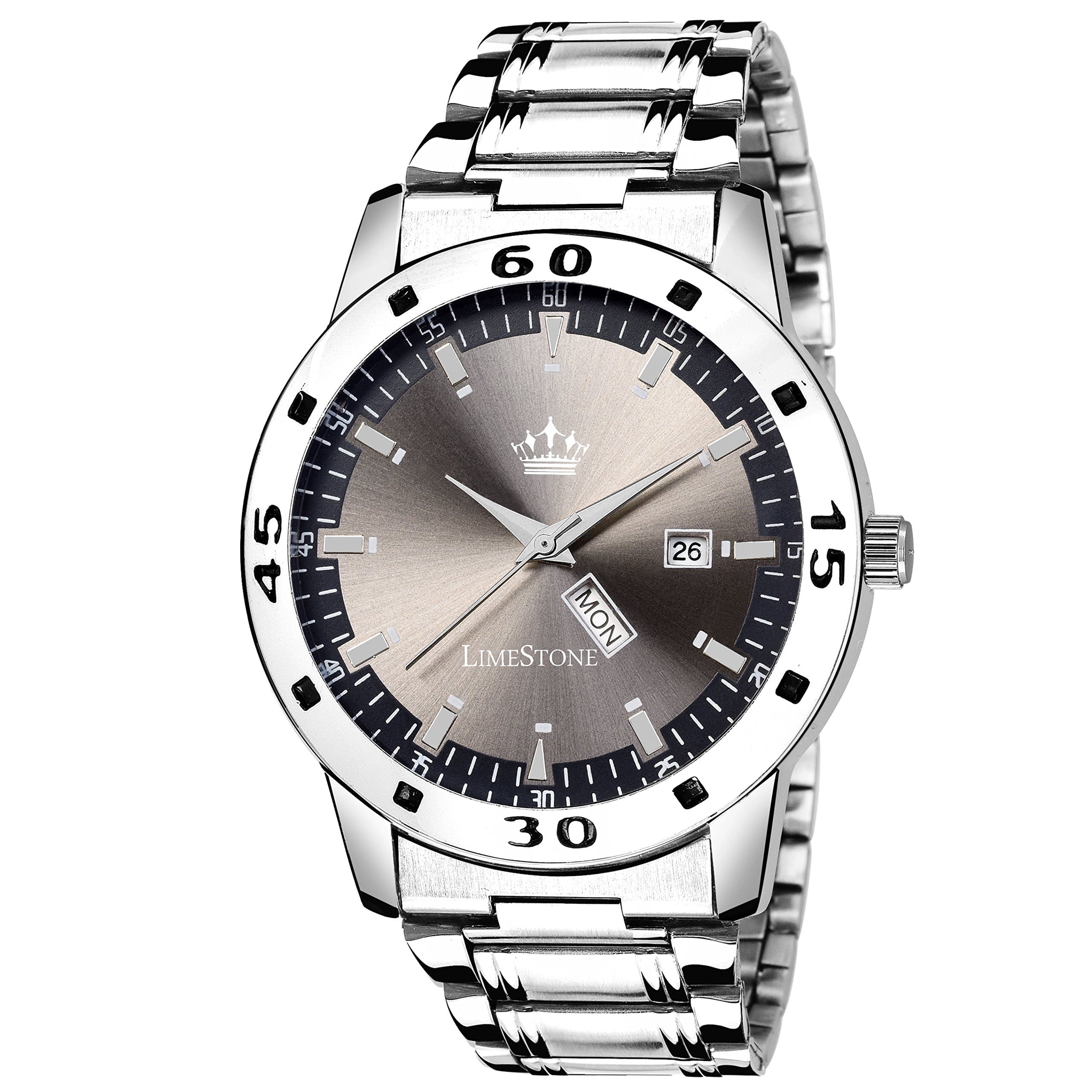 MontVitton Day and Date Functioning Magnum Wine Grey Analog Watch for Men/Boys - (LS2720)