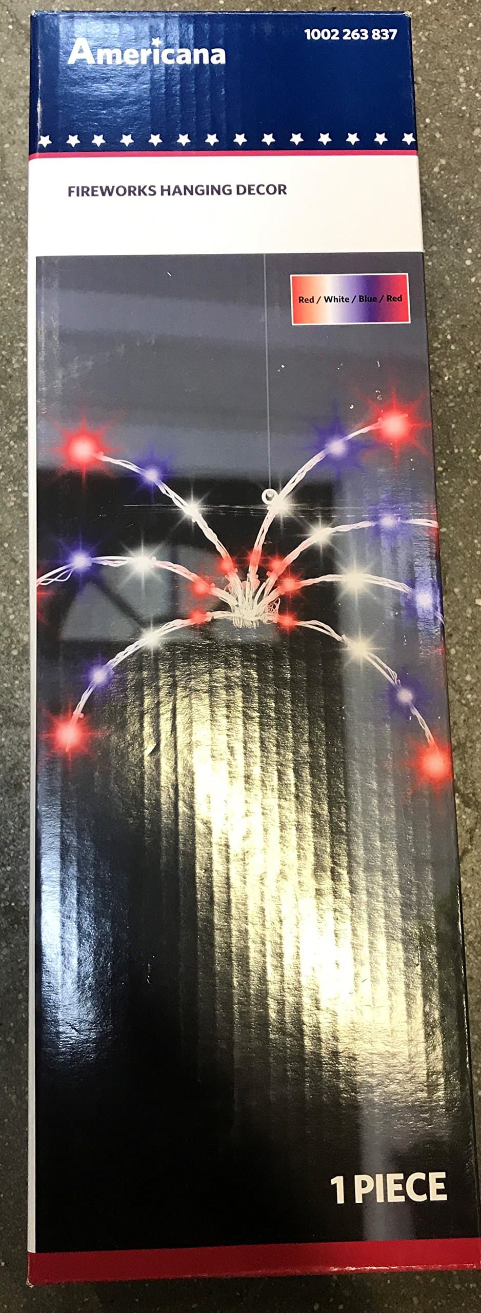 28-Light LED Red White Blue Fireworks Hanging Light Decor Set Battery Operated