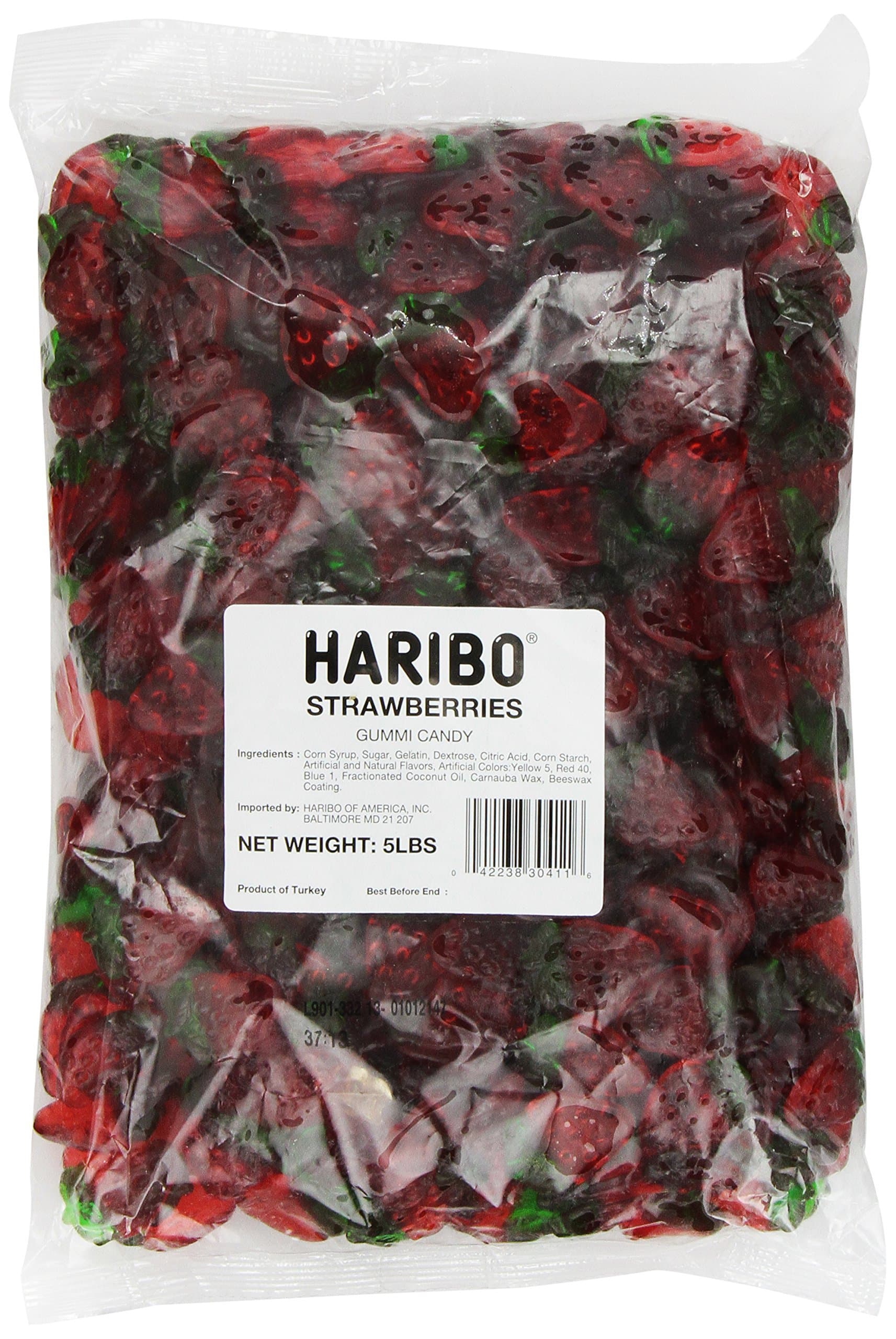Haribo Gummi Candy, Strawberries, 5-Pound Bag