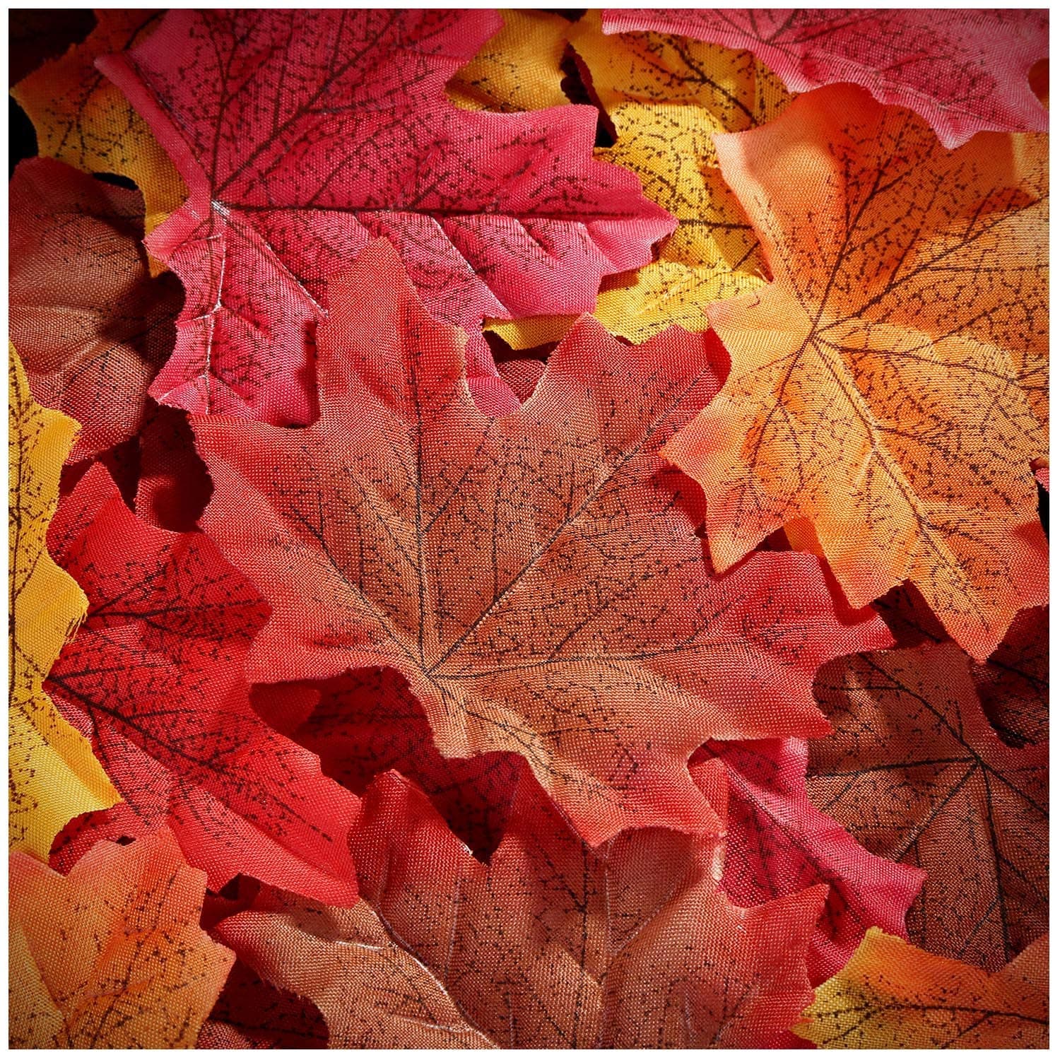 Whaline 300 Pieces Artificial Autumn Maple Leaves Mixed Fall Colored Leaf for Weddings, Events, Art Scrapbooking and Thanksgiving Day Decorations, Multicolored