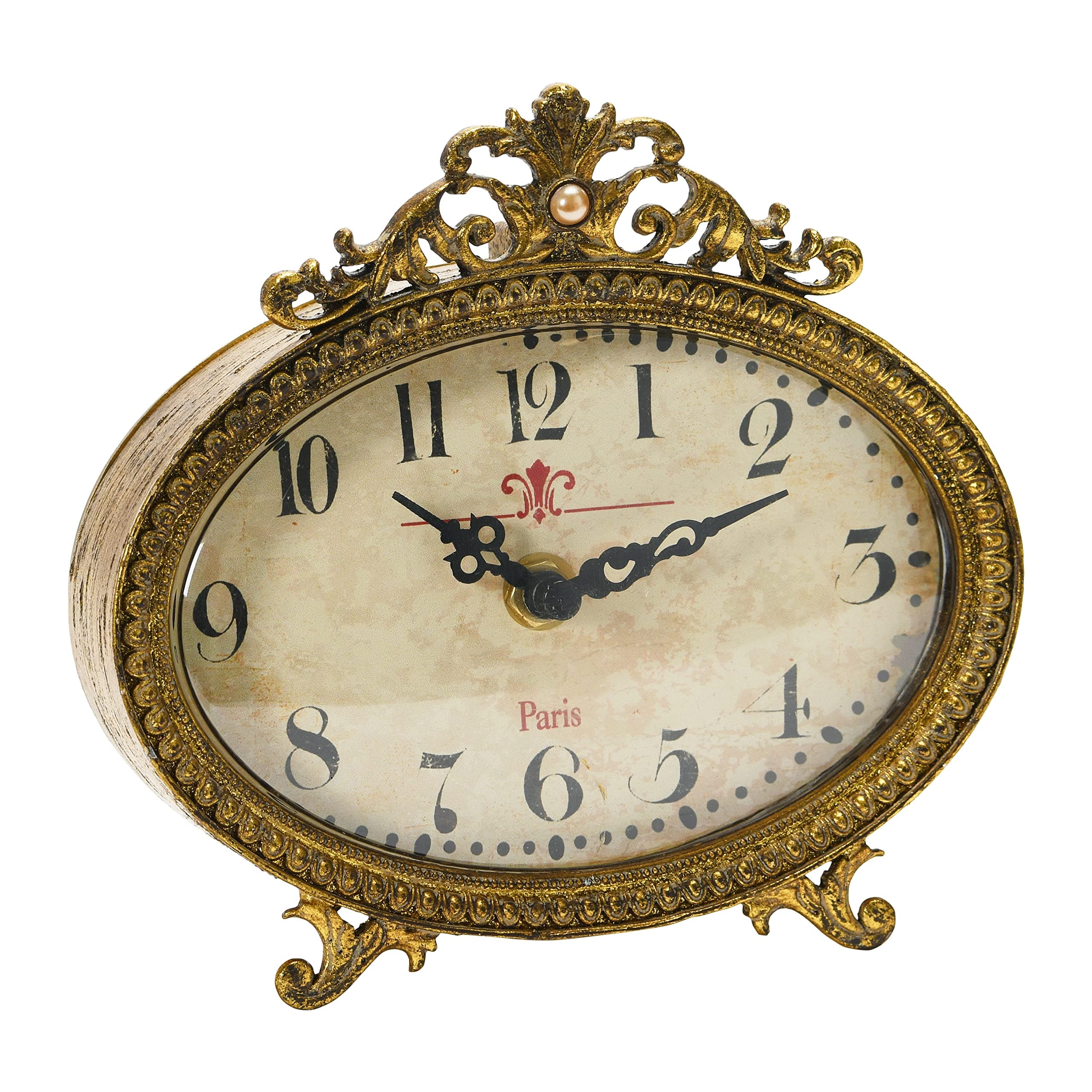 Creative Co-op Distressed Pewter, Gold Finish Mantel Clock
