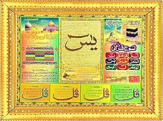 Comfort Zone Yaseen Shareef,Four quls,Lohe qurani Muslim Islamic Wall Hanging Wood Glass Photo Frame Decorative Gift Item Figurine Painting With Wallpaper, Poster,Foil Paper,Sticker