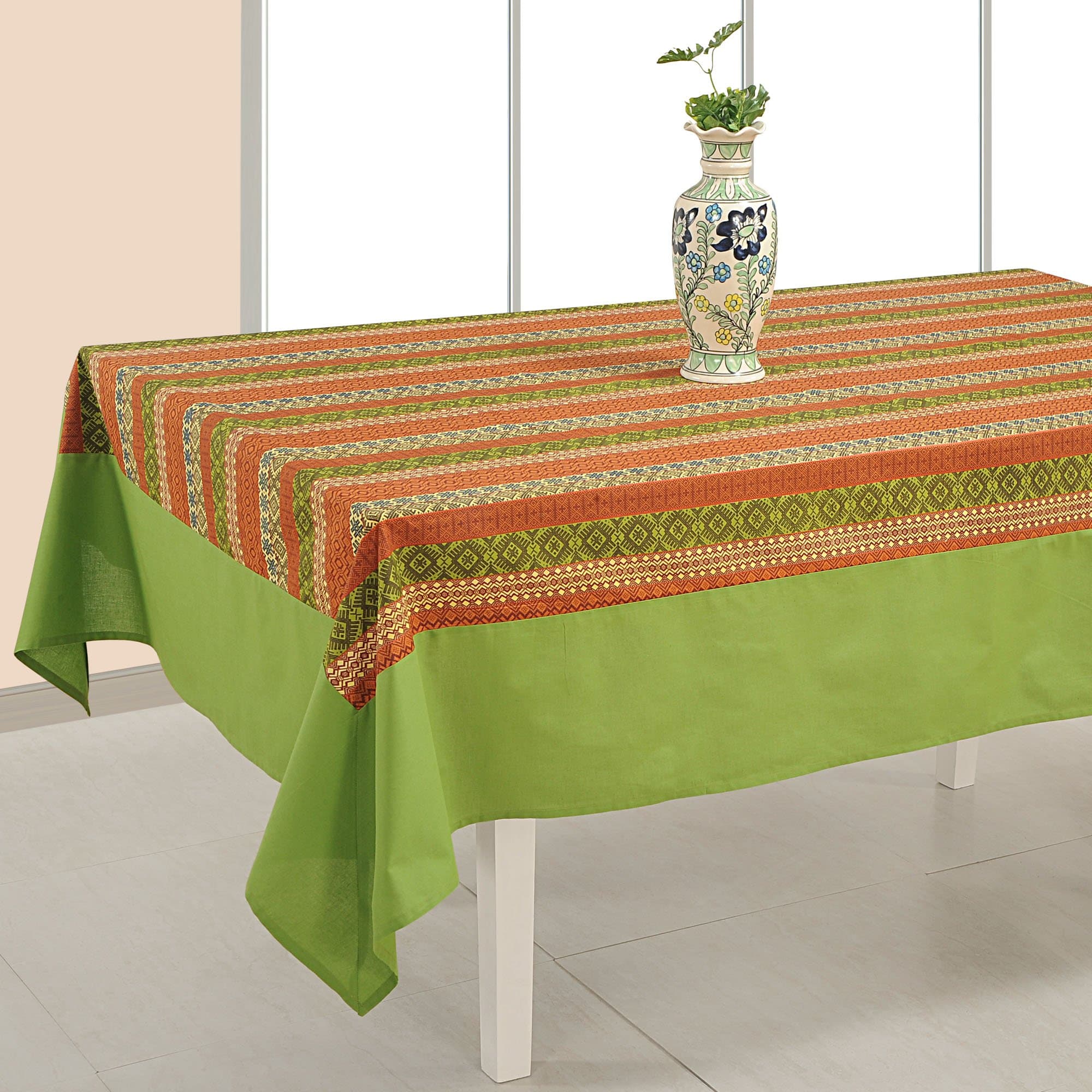ShalinIndia Tablecloth 60 x 90 Inches Rectangular - Floral Print Cotton - Indian Home Table Decor