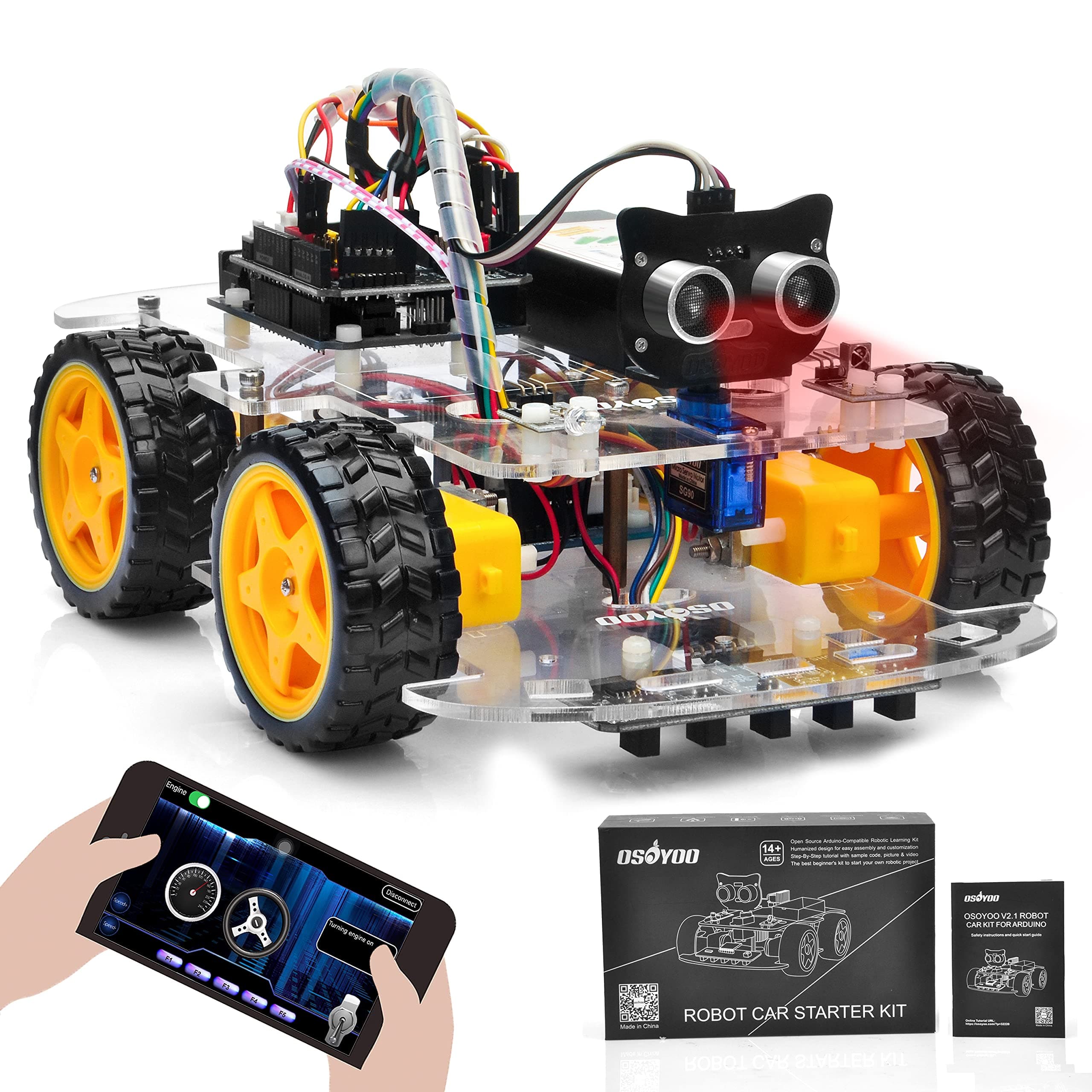 Robot Car Starter Kit for Arduino | STEM Remote Controlled App Educational Motorized Robotics for Building Programming Learning How to Code | IOT Mechanical DIY Coding for Teens Adults