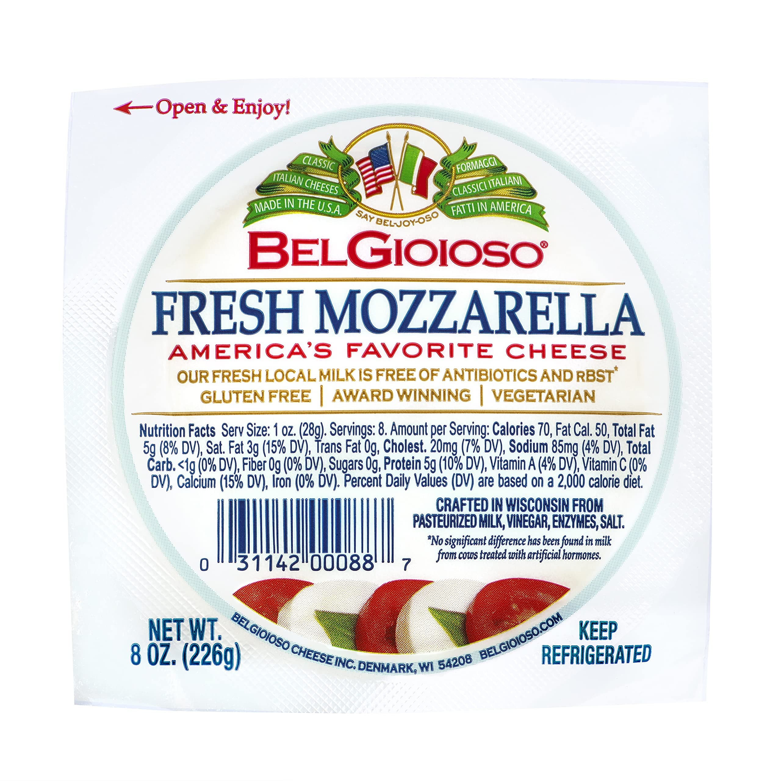Belgioioso Cheese ball mozzarella fresh 8.0 OZ(Pack of 2)