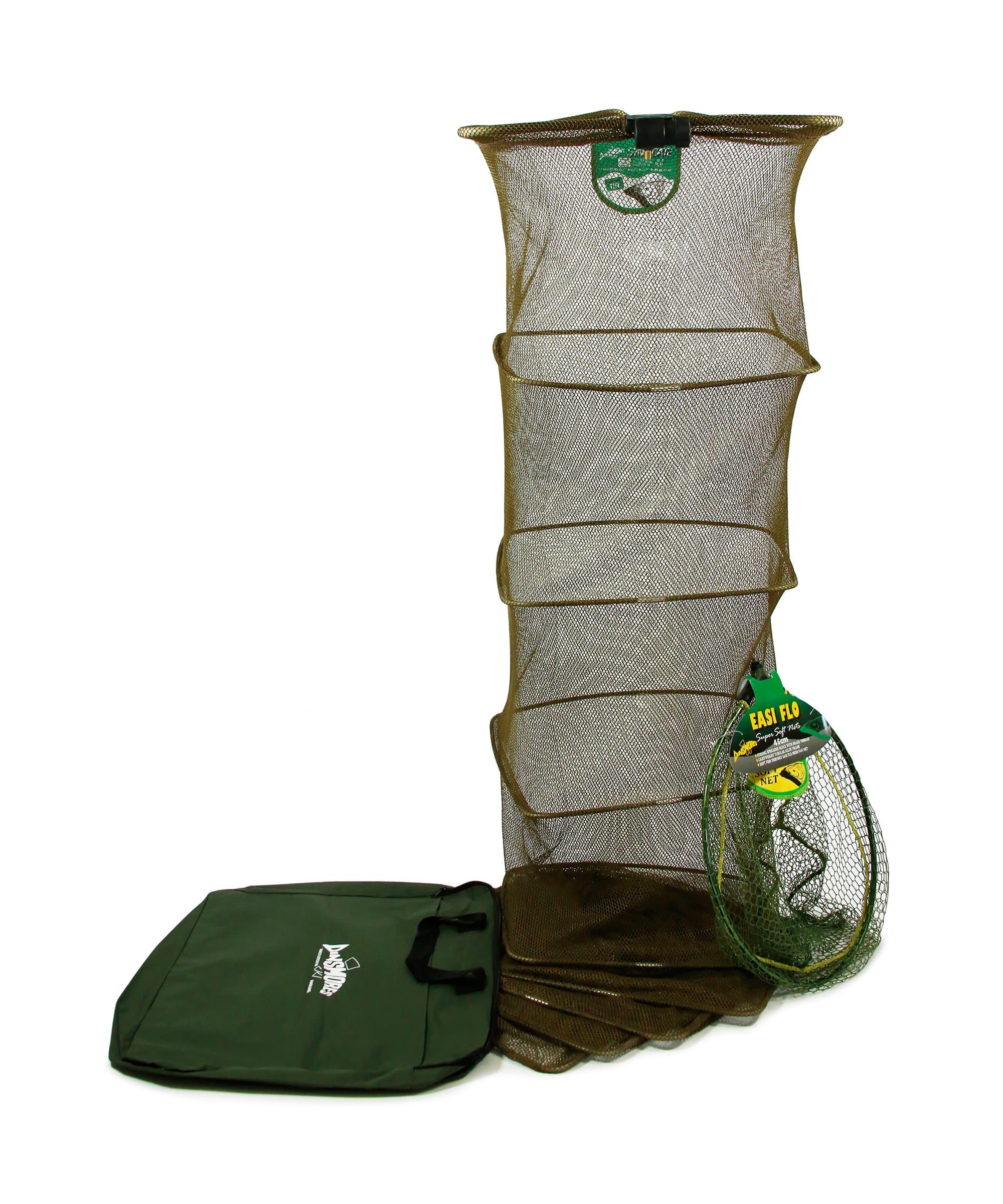 Dinsmores River Keepnet and Landing Net Combo - Green/Brown, 3.0 m/45 cm