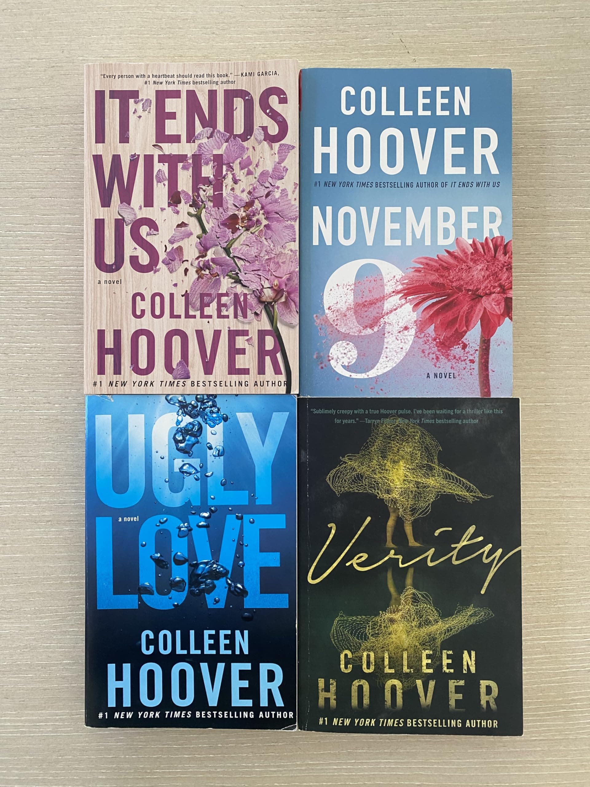 Colleen Hoover Book Bundle (It Ends With Us, November 9, Ugly Love, Verity)