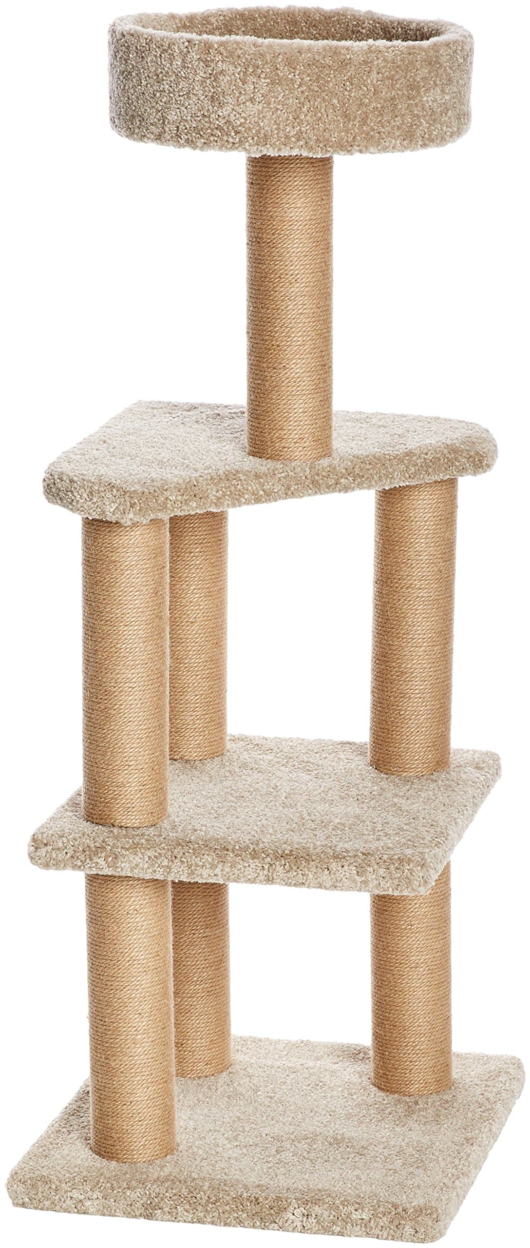 Cat Tree Tower with Scratching Posts for Home Indoor Use, Beige, Large (45L x 45W x 117H cm)
