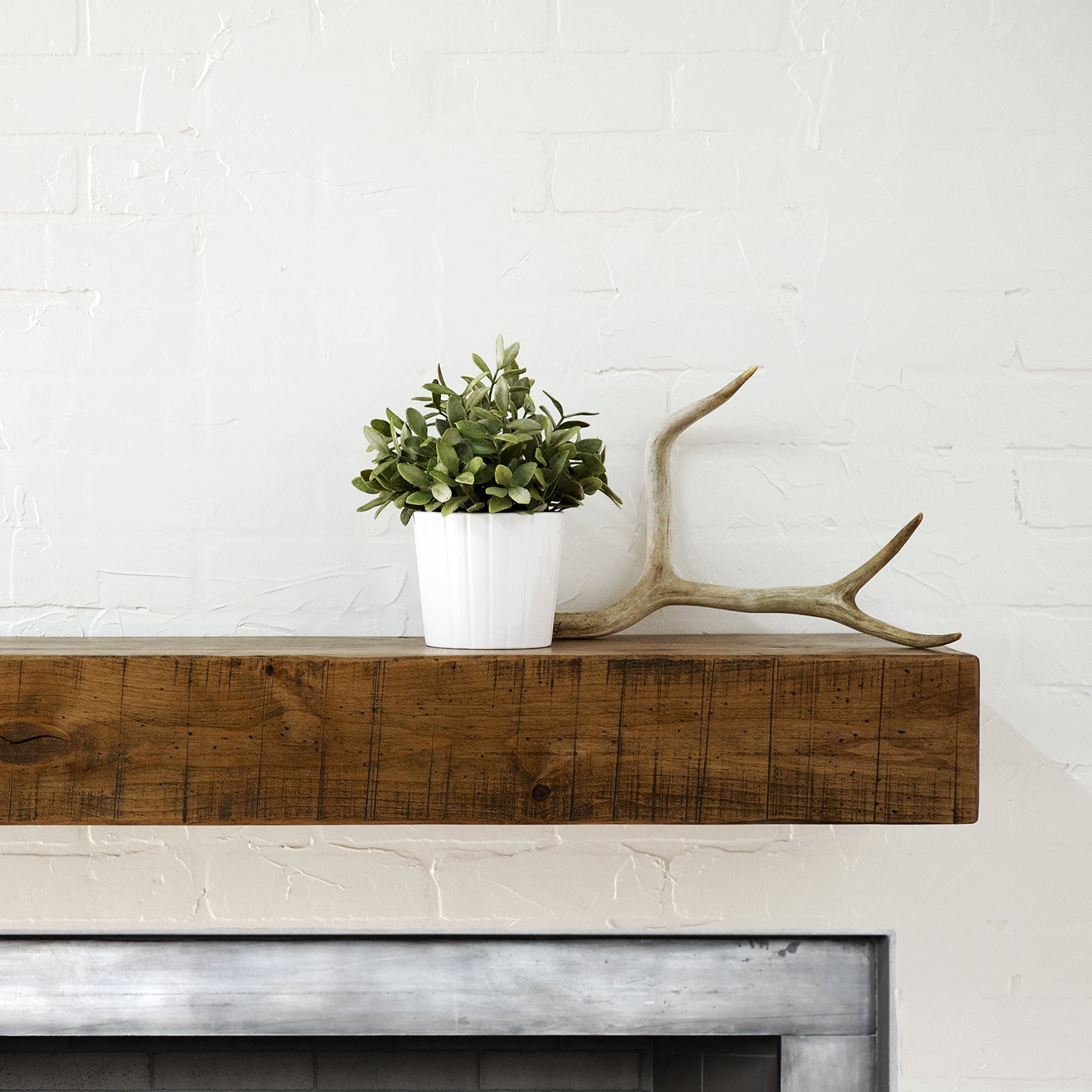Dogberry Collections Rustic Mantel Shelf, Aged Oak, 48"
