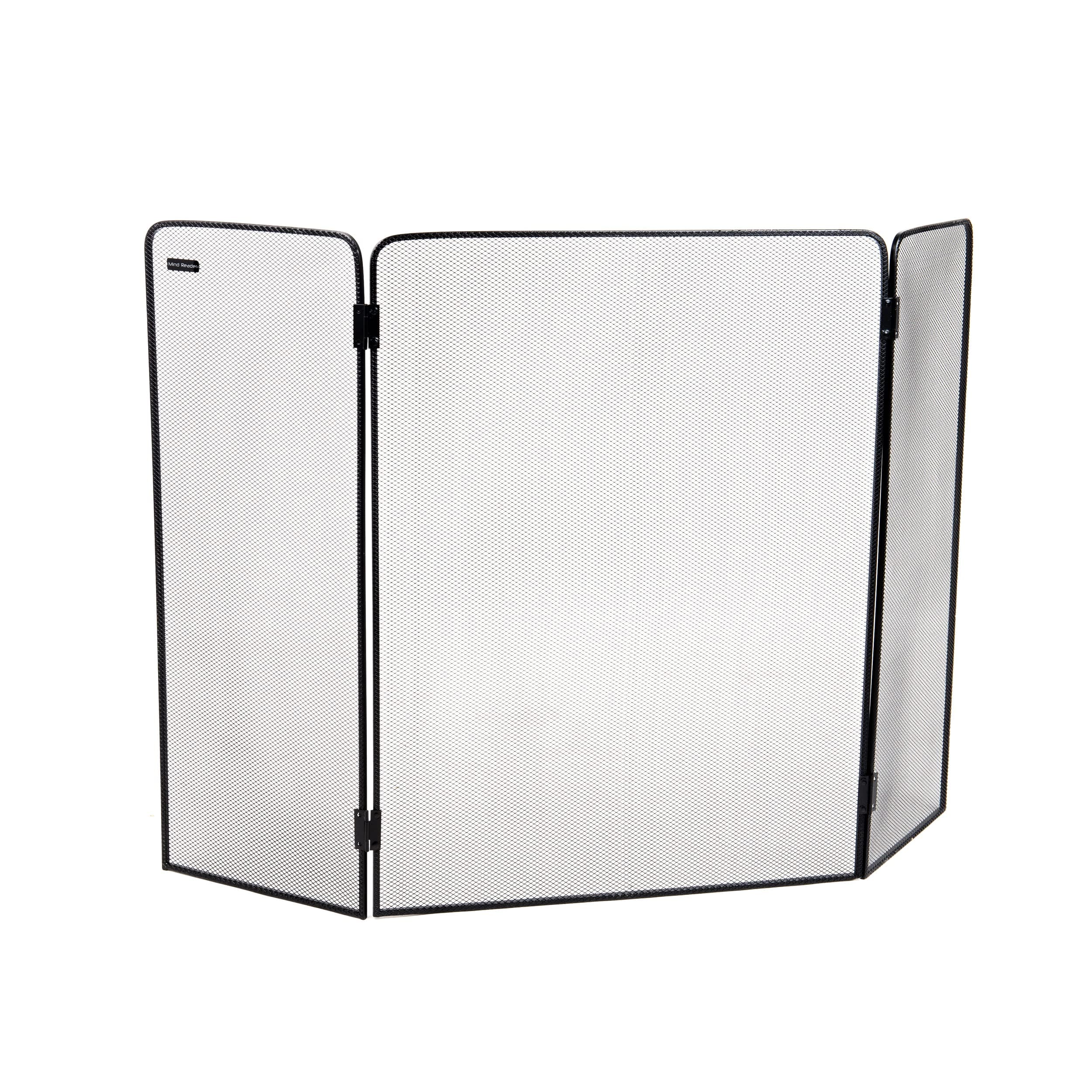 FIRESCREEN-BLK 3 Panel Fire Place Screen Door Panel with Double Bar Black Finish, Black