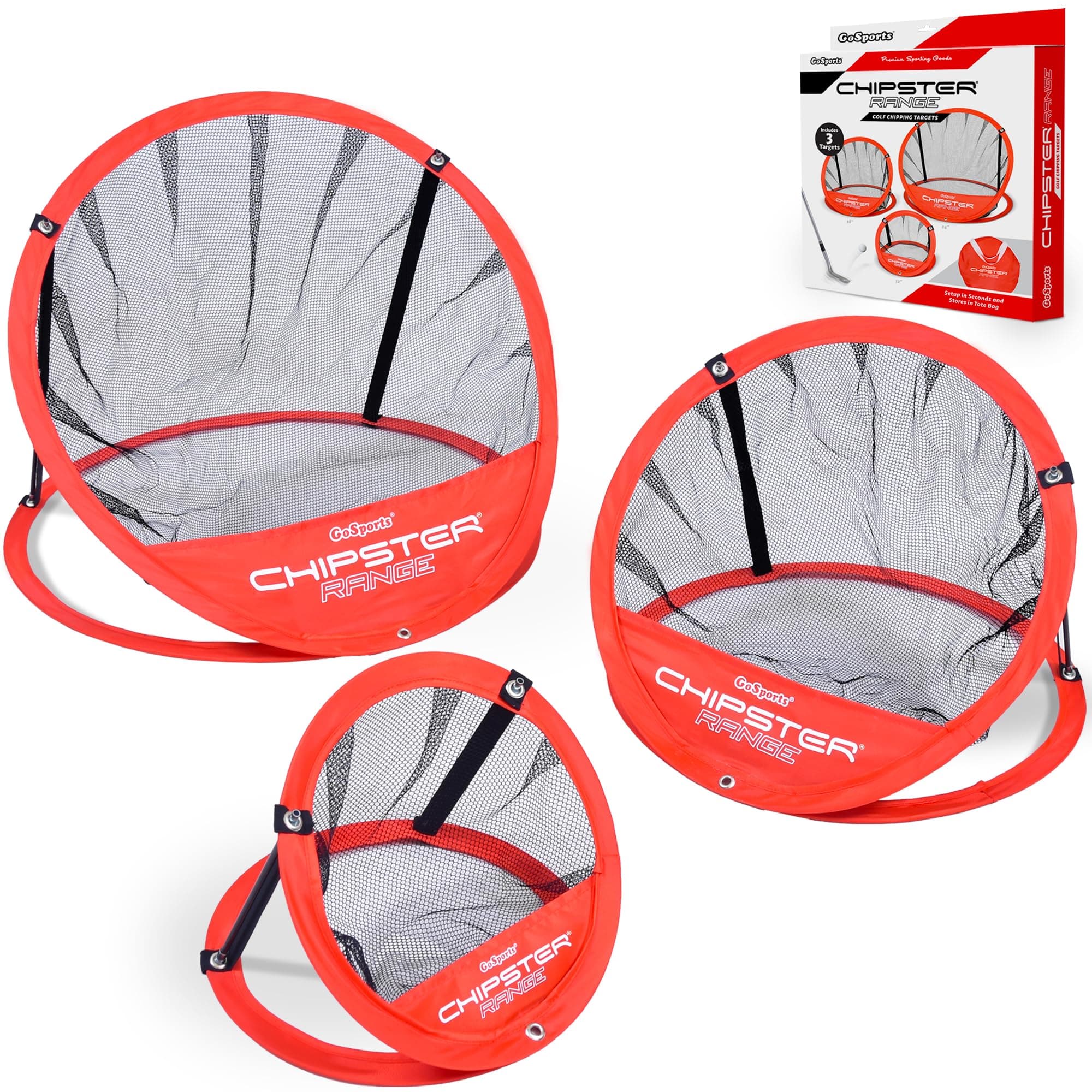 GoSports CHIPSTER Range - 3 Piece Golf Chipping Practice Net Target System with Carrying Case
