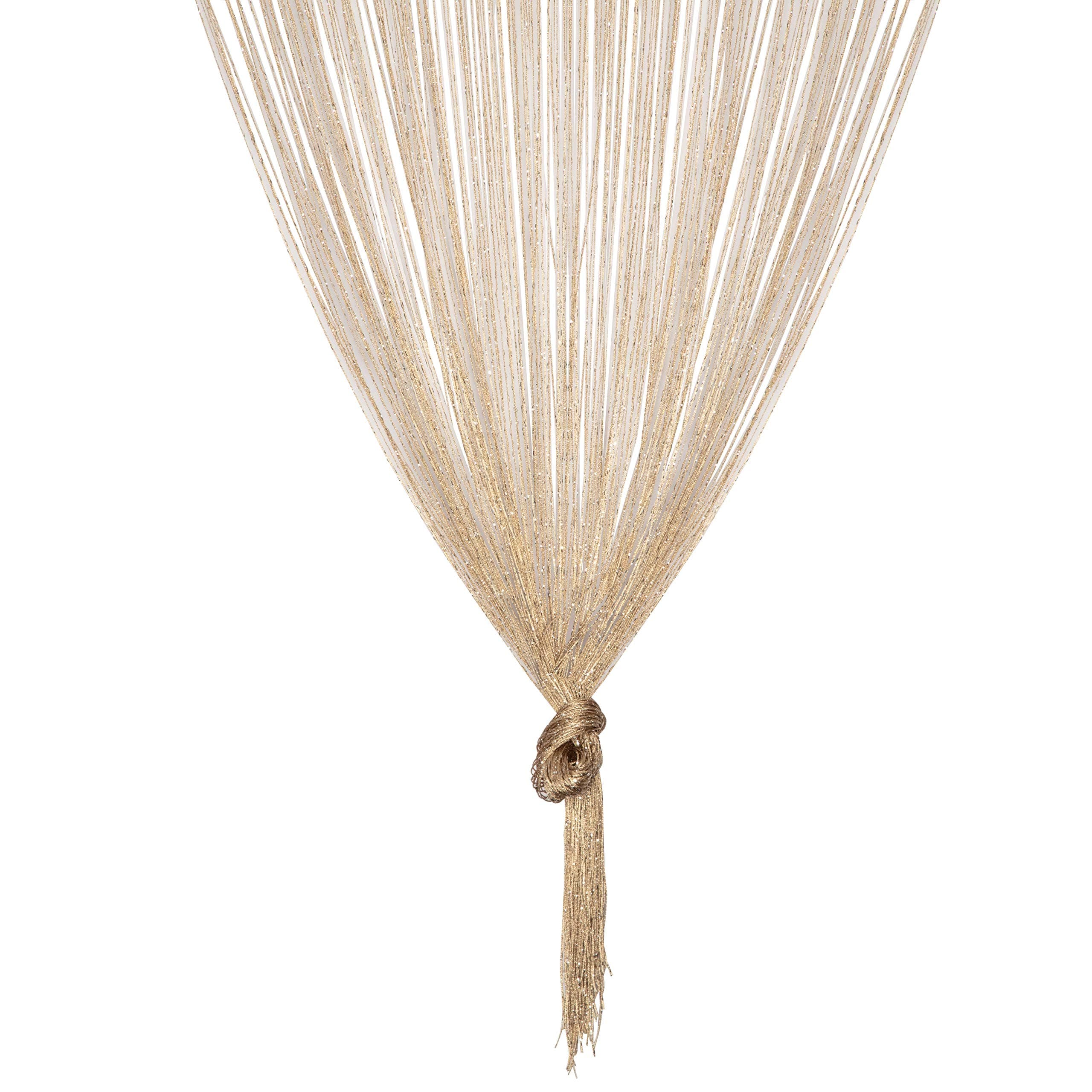 TRIXES Gold Thread Curtain Dew Drop Design Room Divider Fly Screen Festive Seasonal Decoration Christmas Decor Home Accessories Full Size: 90cm x 200cm