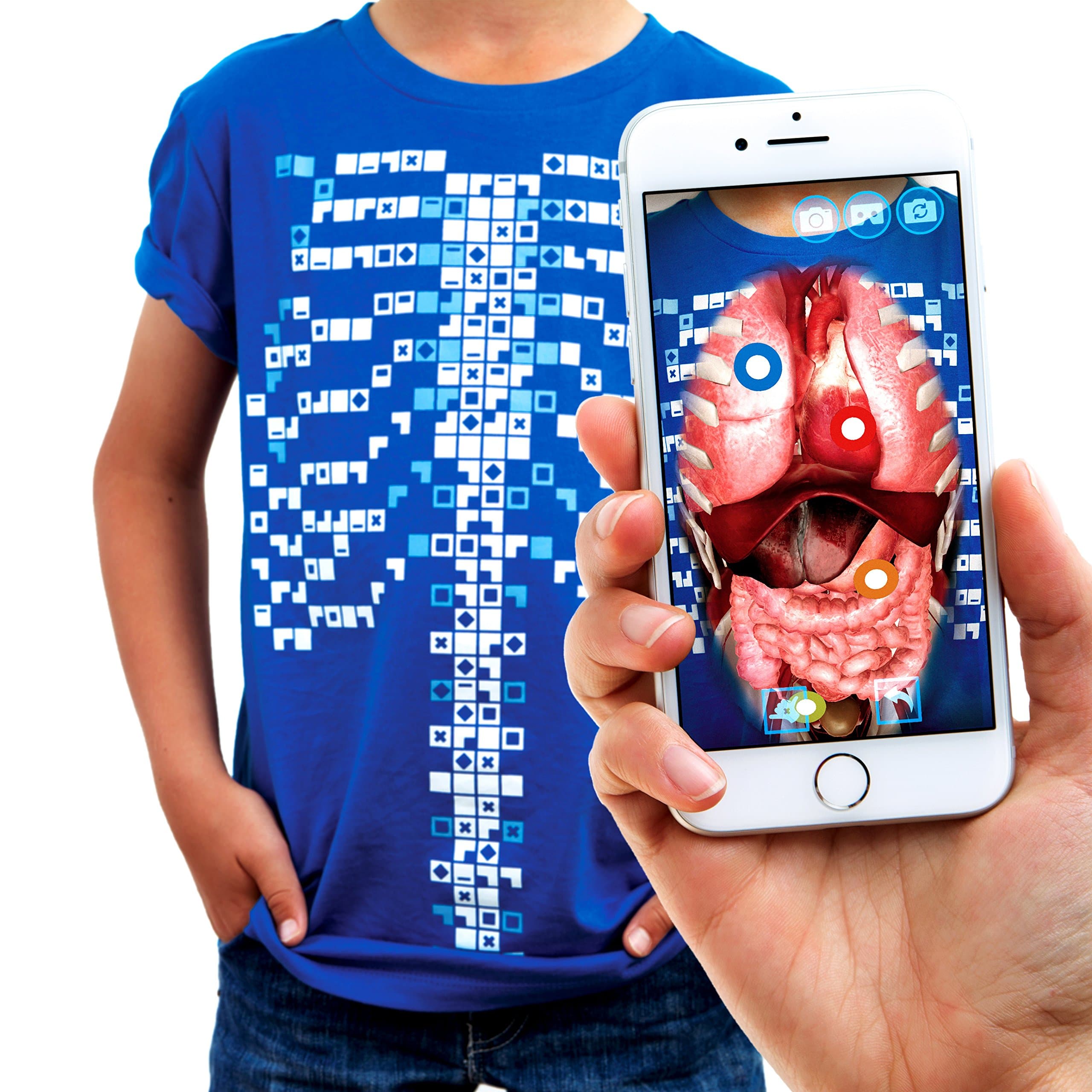 Curiscope Virtuali-Tee | Educational Augmented Reality T-Shirt | Children: L, Blue