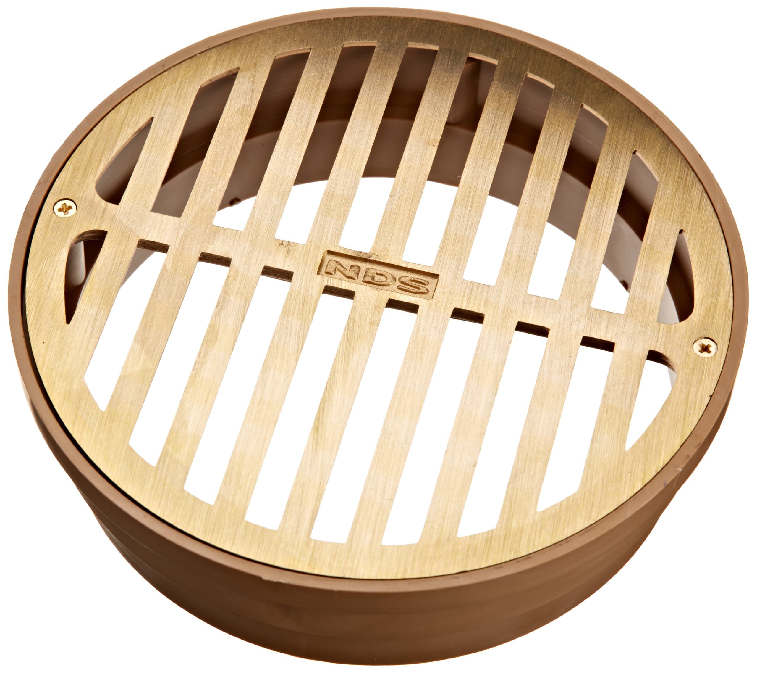 918B Round Brass Grate Pool Cleaner with Styrene Collar, 6-Inch, Satin Brass