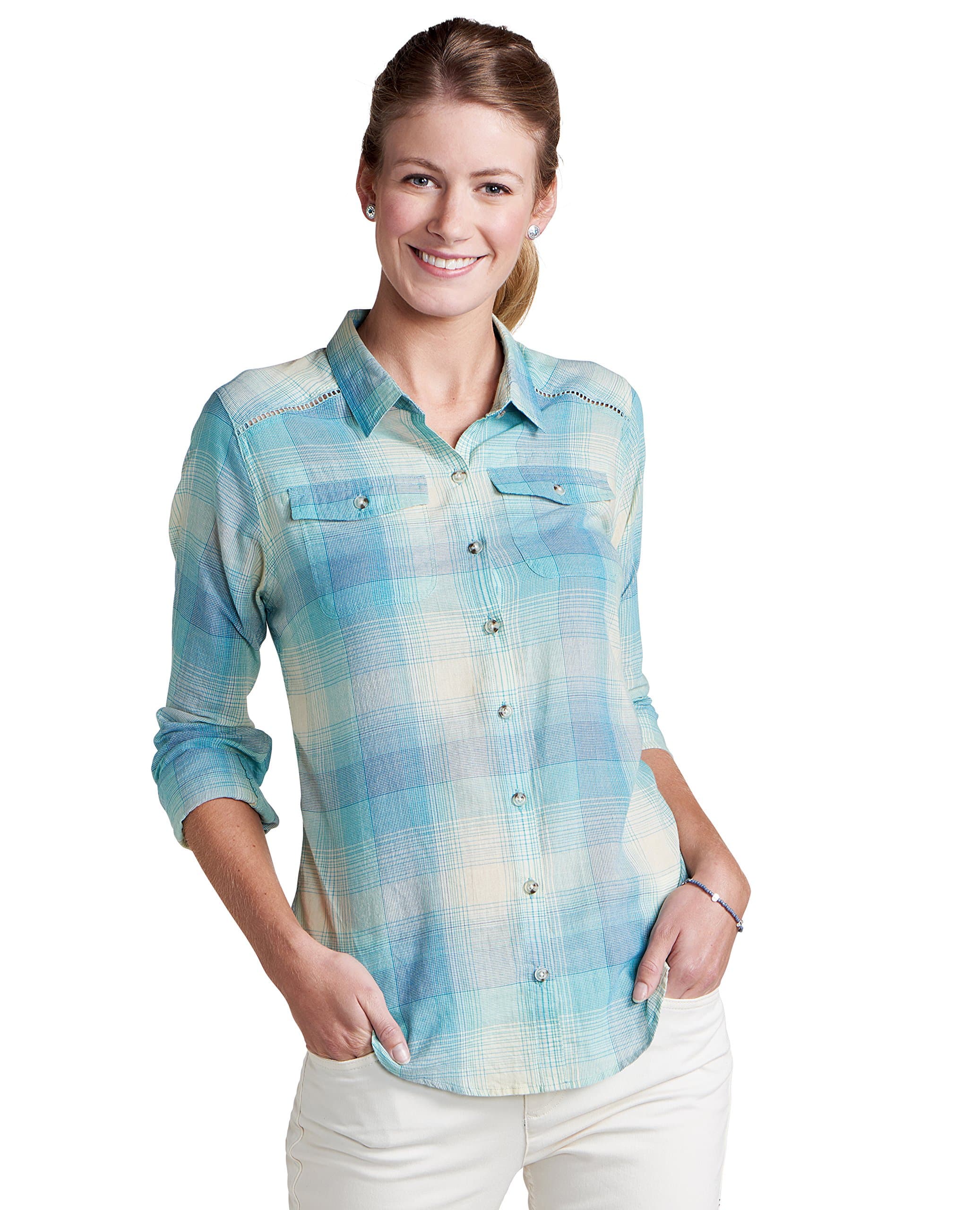 Toad&Co Airbrush LS Deco Shirt, Aquifer, S