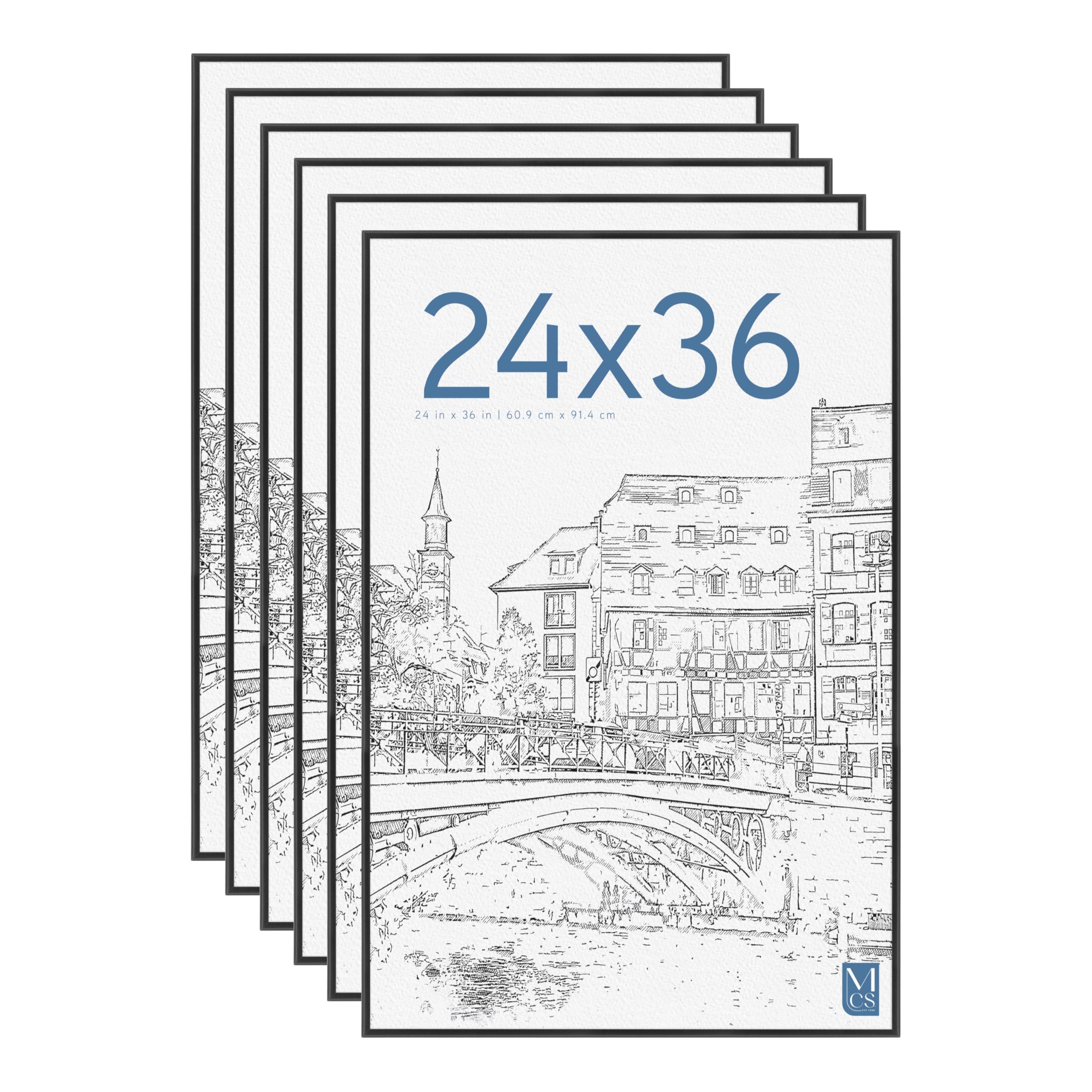 Original Poster Frame 24x36 Black Lightweight Vertical & Horizontal Wall Hanging Large Picture Frame for Posters, Art Prints & Gallery Wall (6-Pack)