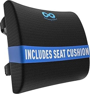 Lumbar Support Pillow for Office Chair - Memory Foam Back Cushion for Car Seat - Promotes Better Posture, Back Pain Relief - Ideal Gaming and Desk Chairs Work and Home Essentials
