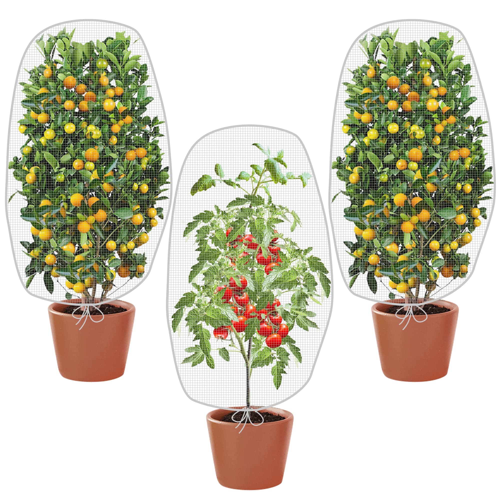 Insect Bird Barrier Netting Mesh with Drawstring - Garden Bug Netting Plant Cover for Protect Plant Fruits Flower from Insect Bird Eating (Medium 3PCS)…