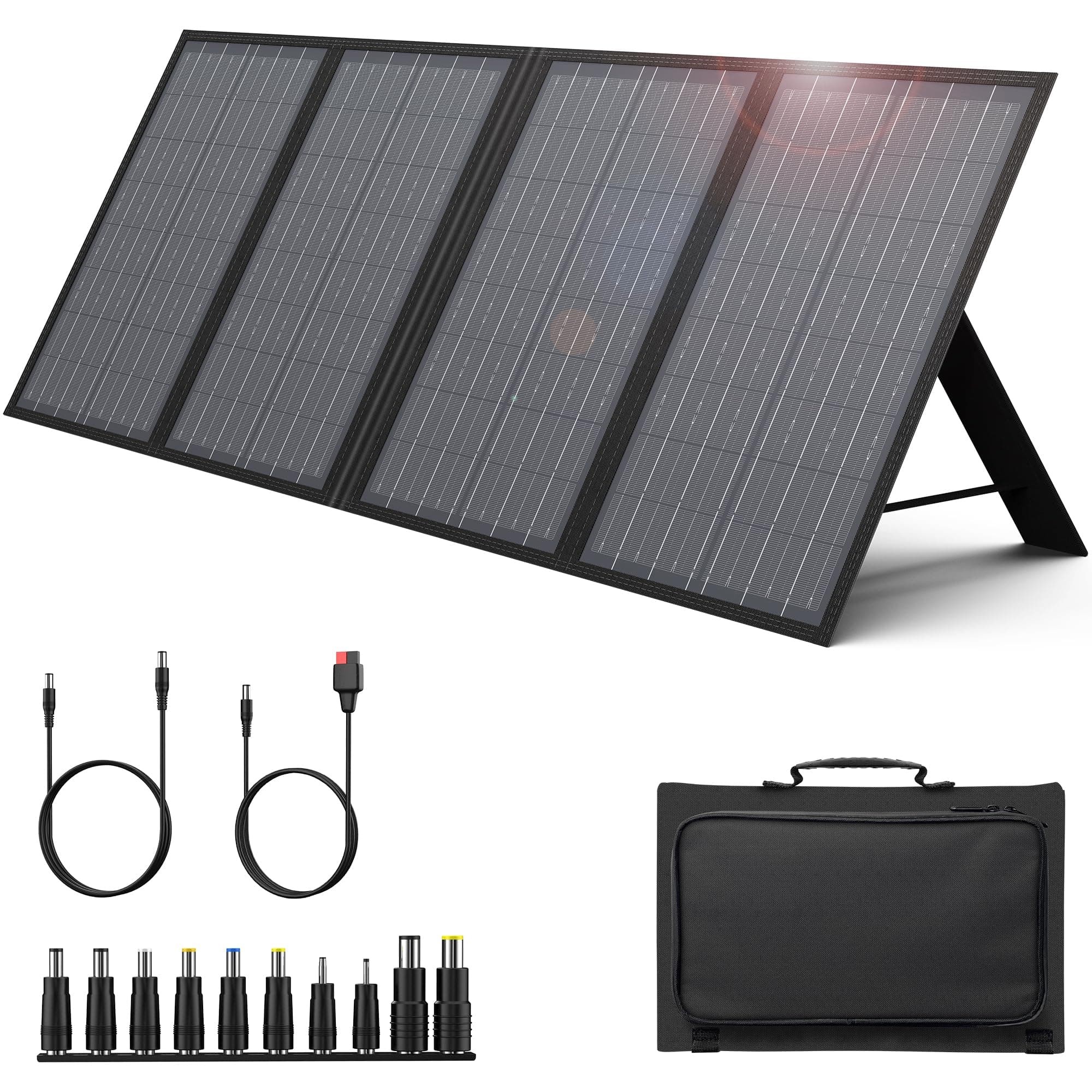 ENGINSTAR 60W Foldable Solar Panel Charger with 18V DC Outlet for Portable Power Stations EnginStar/Jackery/Rockpals/Flashfish, Portable Solar Generator with QC 3.0 for Outdoor Camping Van RV Trip