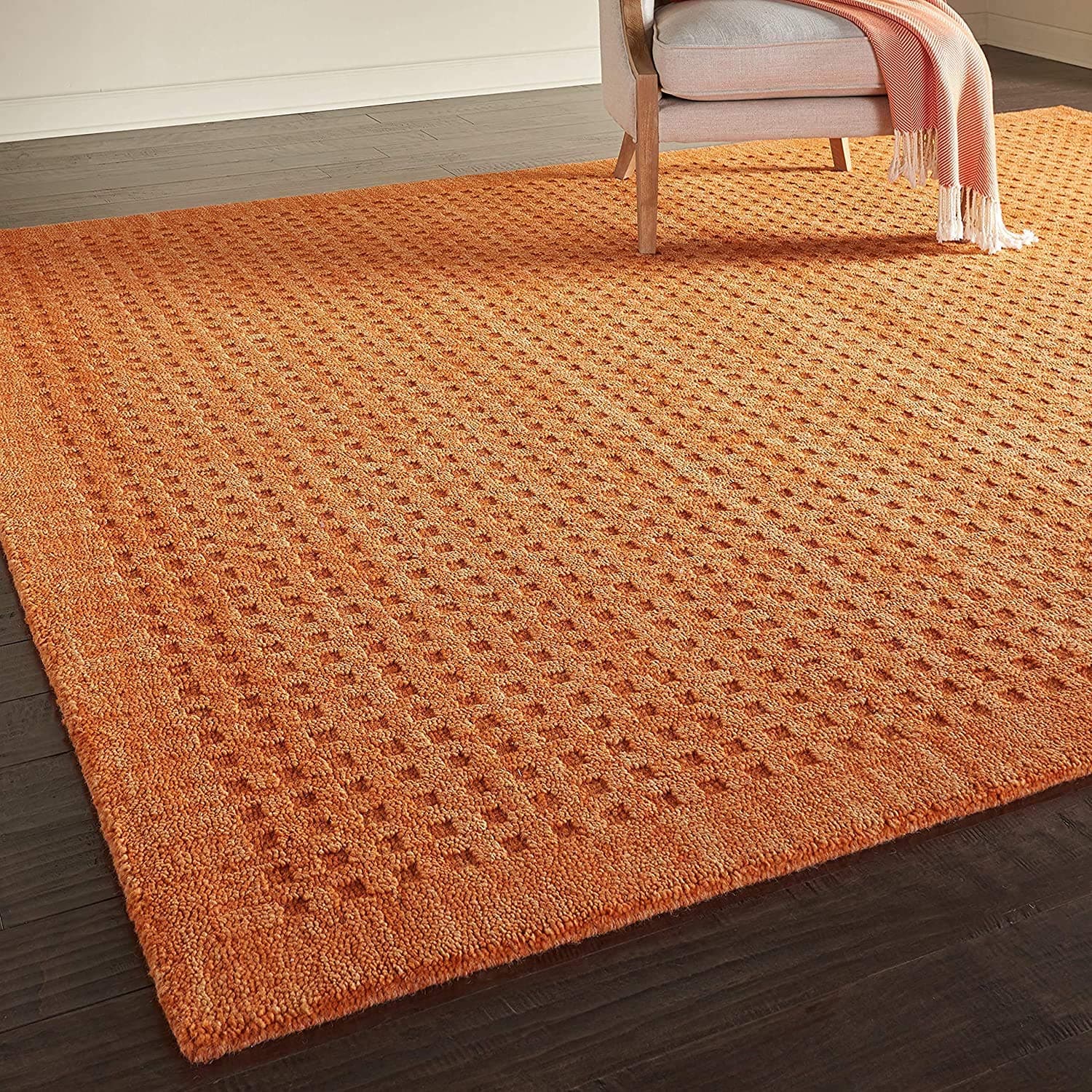 ZARA CARPETS; 'can change the floor ZARACARPETS Solid Plain Hand Made Rugs Runner Size 2 Feet by 6 Feet (2x6 feet) Loop Orange