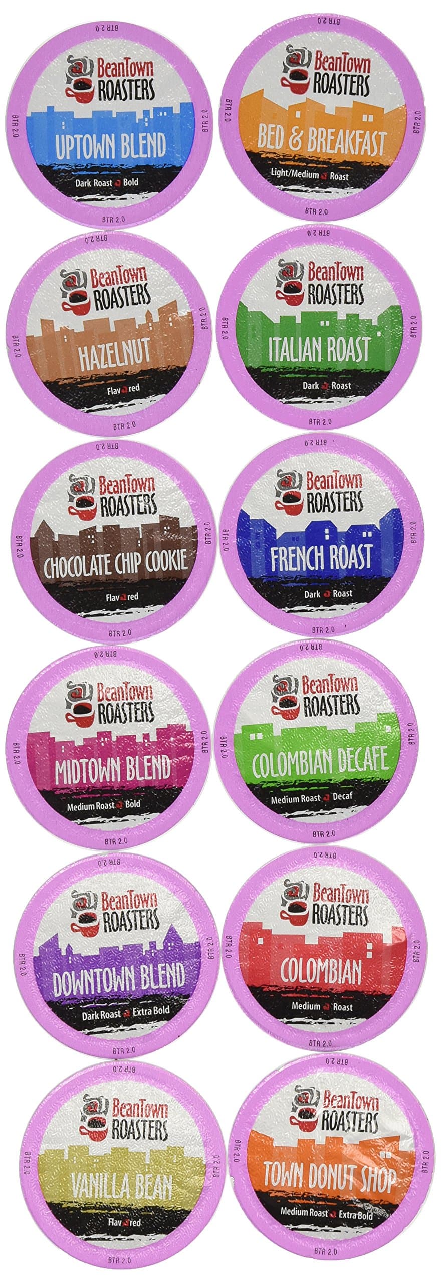 96-Count Beantown Roasters Variety Pack Sampler of 12 Assorted Roasted Coffees, single-cup coffee pack sampler for Keurig K-Cup Brewers