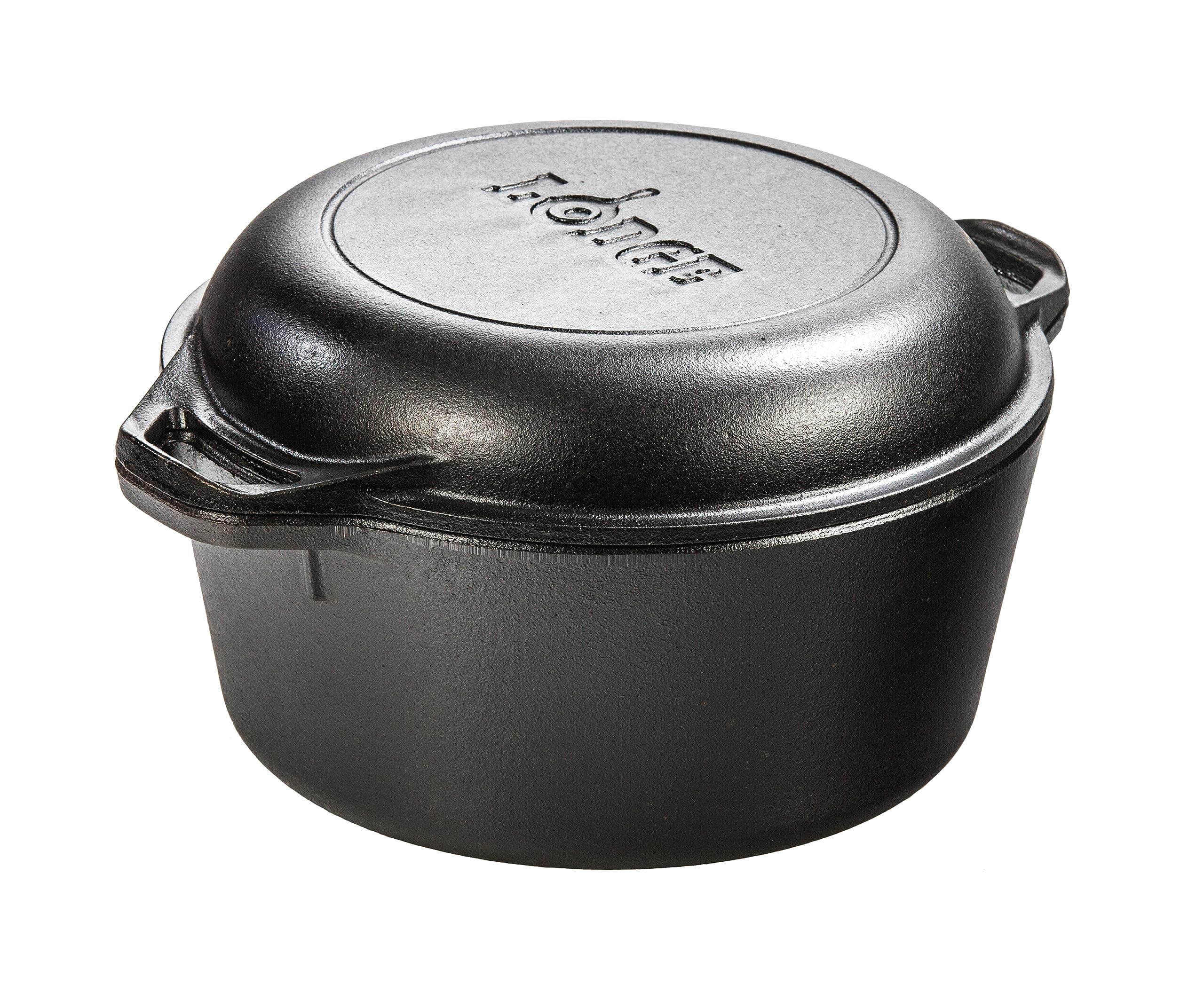 5 Quart Cast Iron Double Dutch Oven, Black