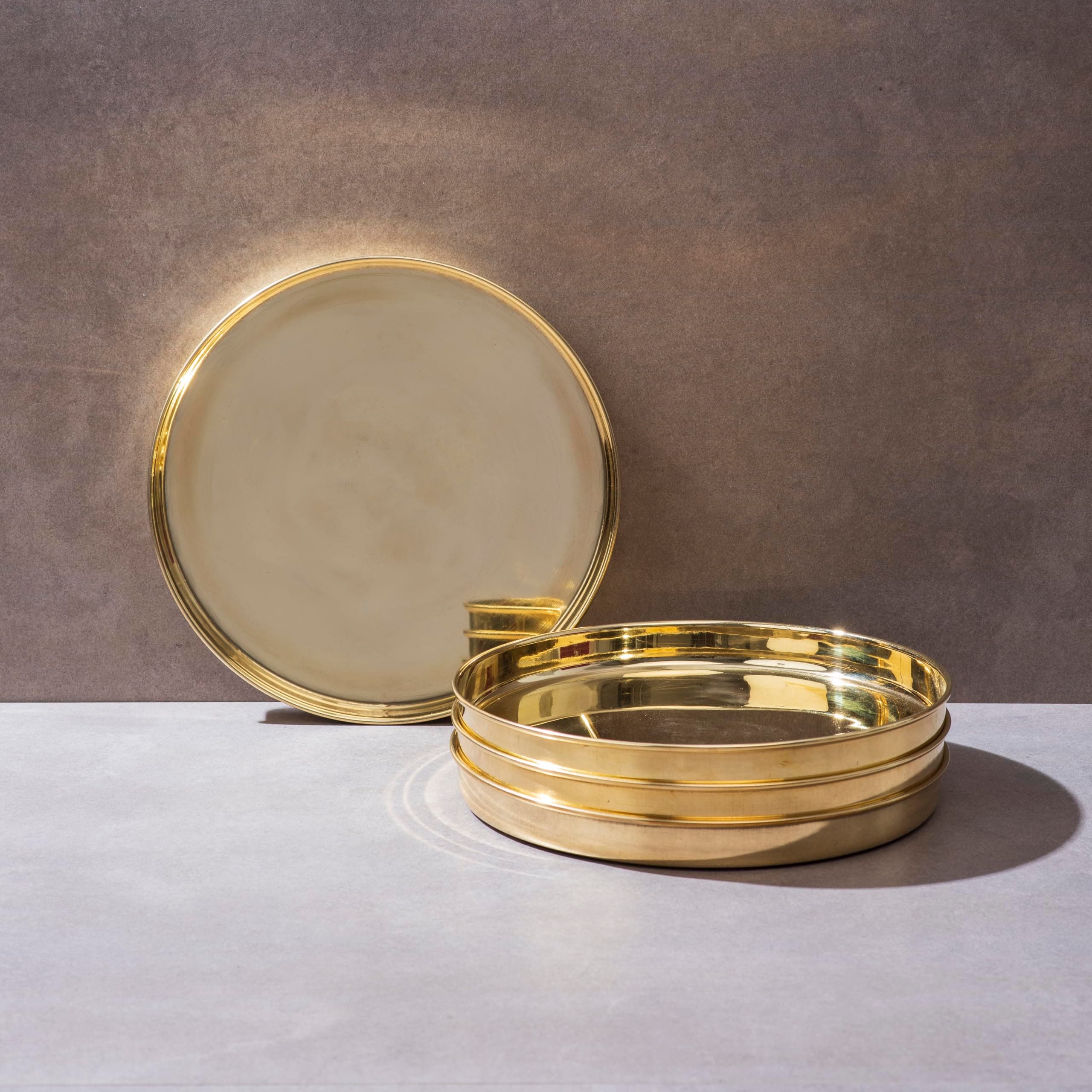 Brass Thali 11" Serving Tableware 100% Pure Brass Plate Dinner Thali Ptal Brass Dinnerware for Your Kitchen (Set of 4)