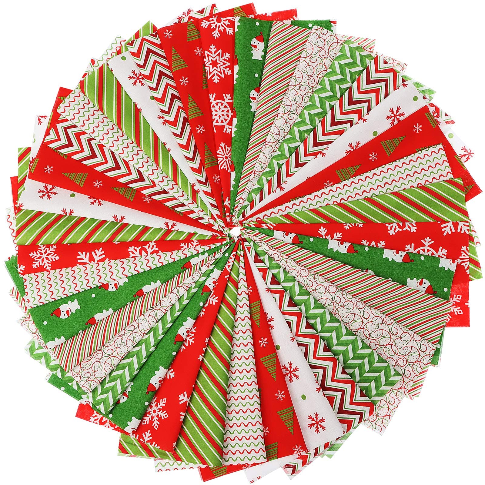 Cotton Fabric Christmas Fabric Bundles Square Patchwork Precut Fabric Sheets Christmas Printing Quilting Fabric for DIY Craft Christmas Party Supplies