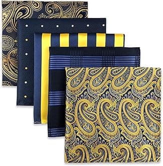 S&W SHLAX&WINGSHLAX&WING Assorted 5 Pieces Mens Silk Pocket Squares Handkerchiefs Set Lot