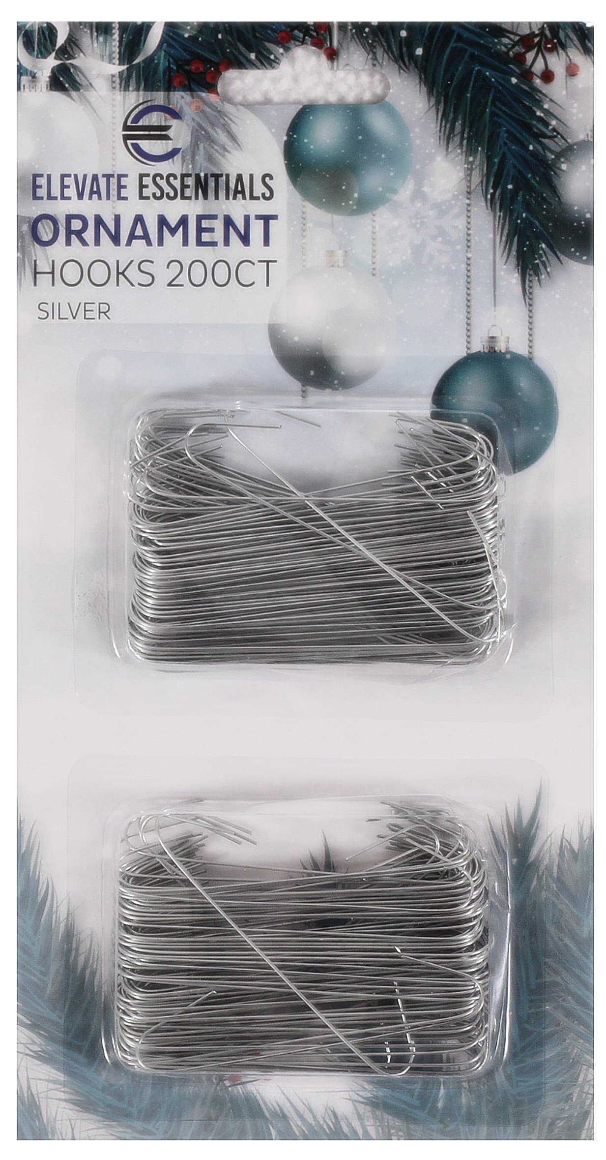 Elevate Essentials Silver Christmas Ornament Hooks - Ornament Hangers - Large 2.5 inch 200ct