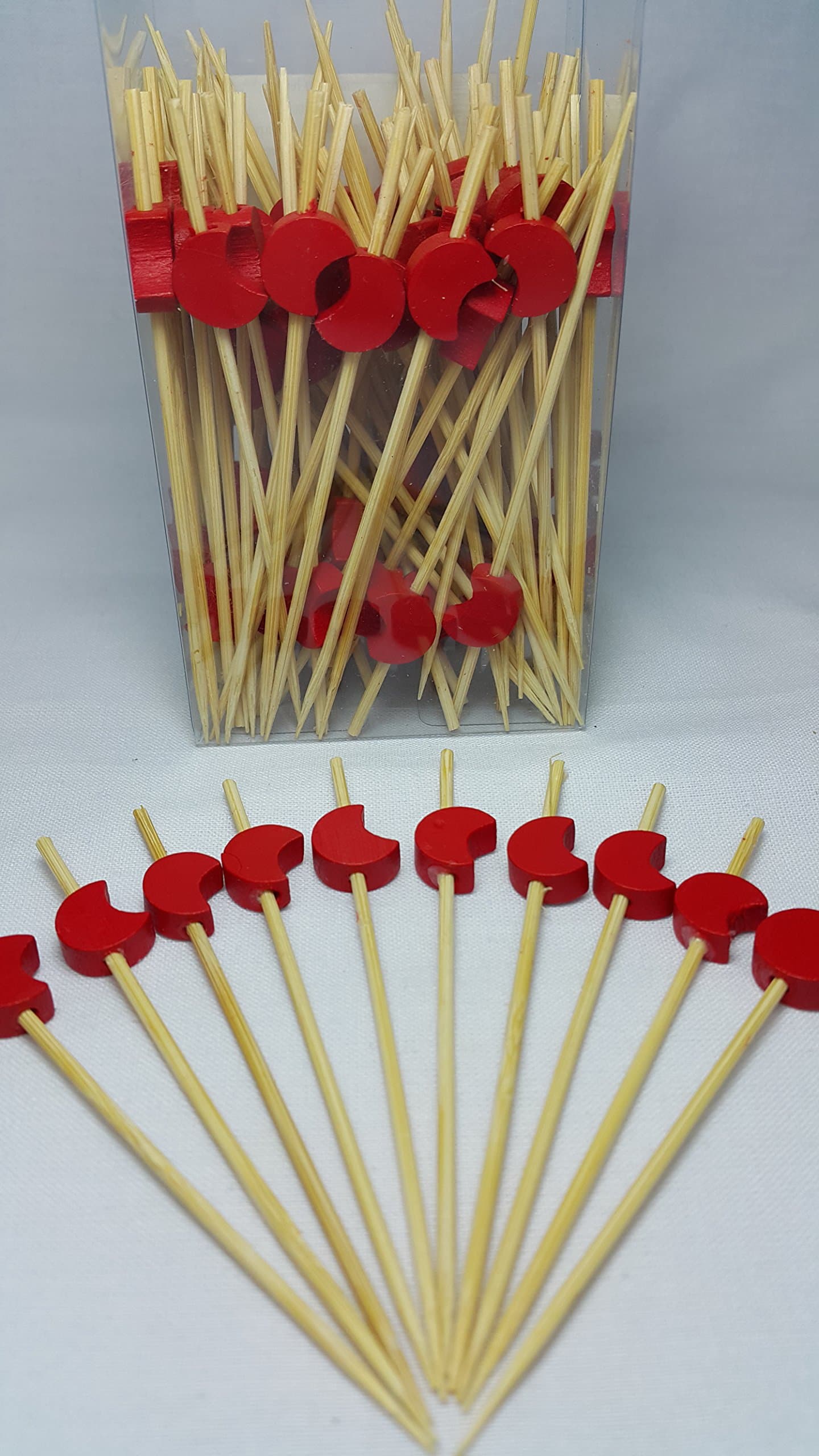 Wow Bamboo - Decorative Moon Bamboo Picks 3.5" (9cm) - 100 pcs, White, 2 Set