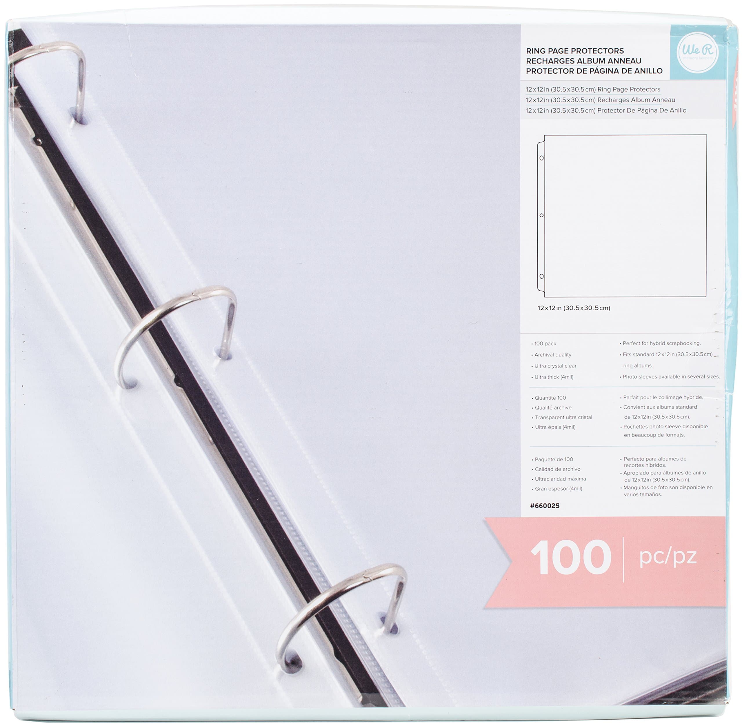 We R Memory Keepers 12x12 Page Protector Sleeve Set Includes 100 Pages, Non-Glare, Compatible with Most 3 Ring Albums, Perfect for Scrapbooking & More