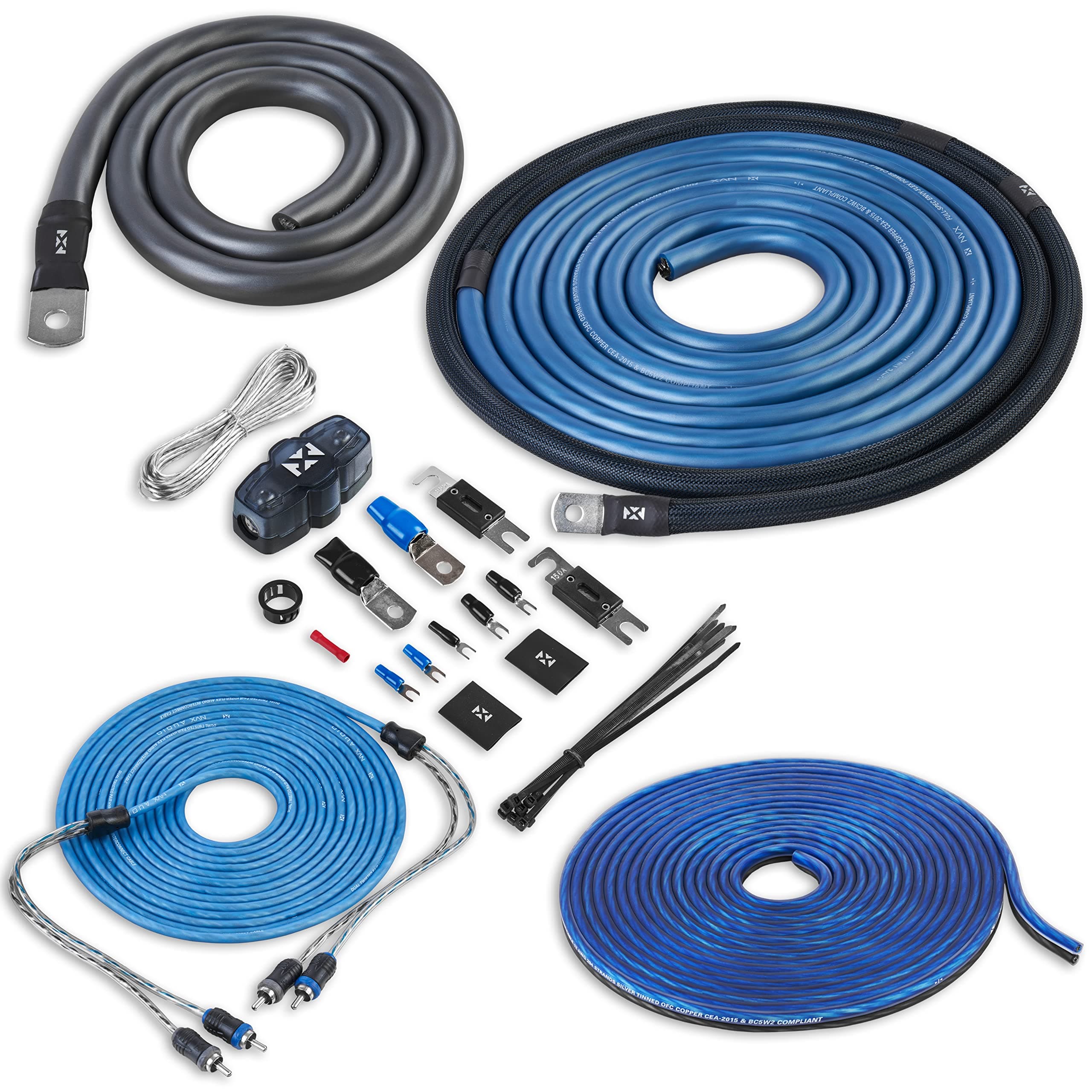NVX xkit02 100% Copper 2 Channel True Spec 1/0 Amplifier Installation Kit w/RCA Interconnect and 40ft Speaker Cable