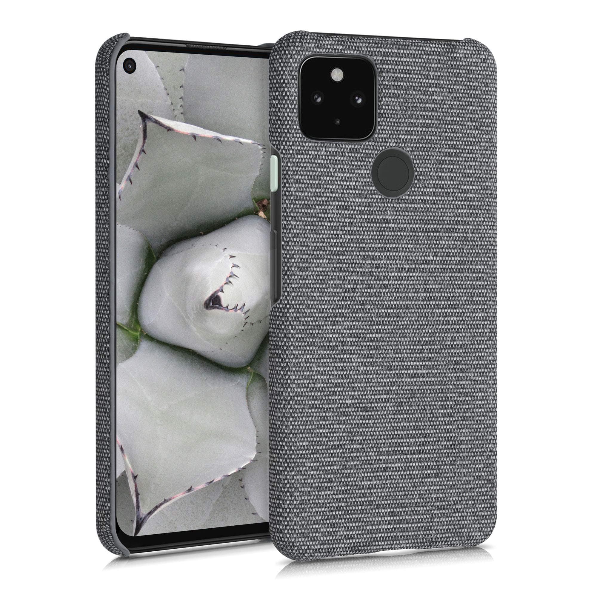kwmobile Fabric Case Compatible with Google Pixel 4a 5G - Case Hard Protective Phone Cover with Material Texture - Grey