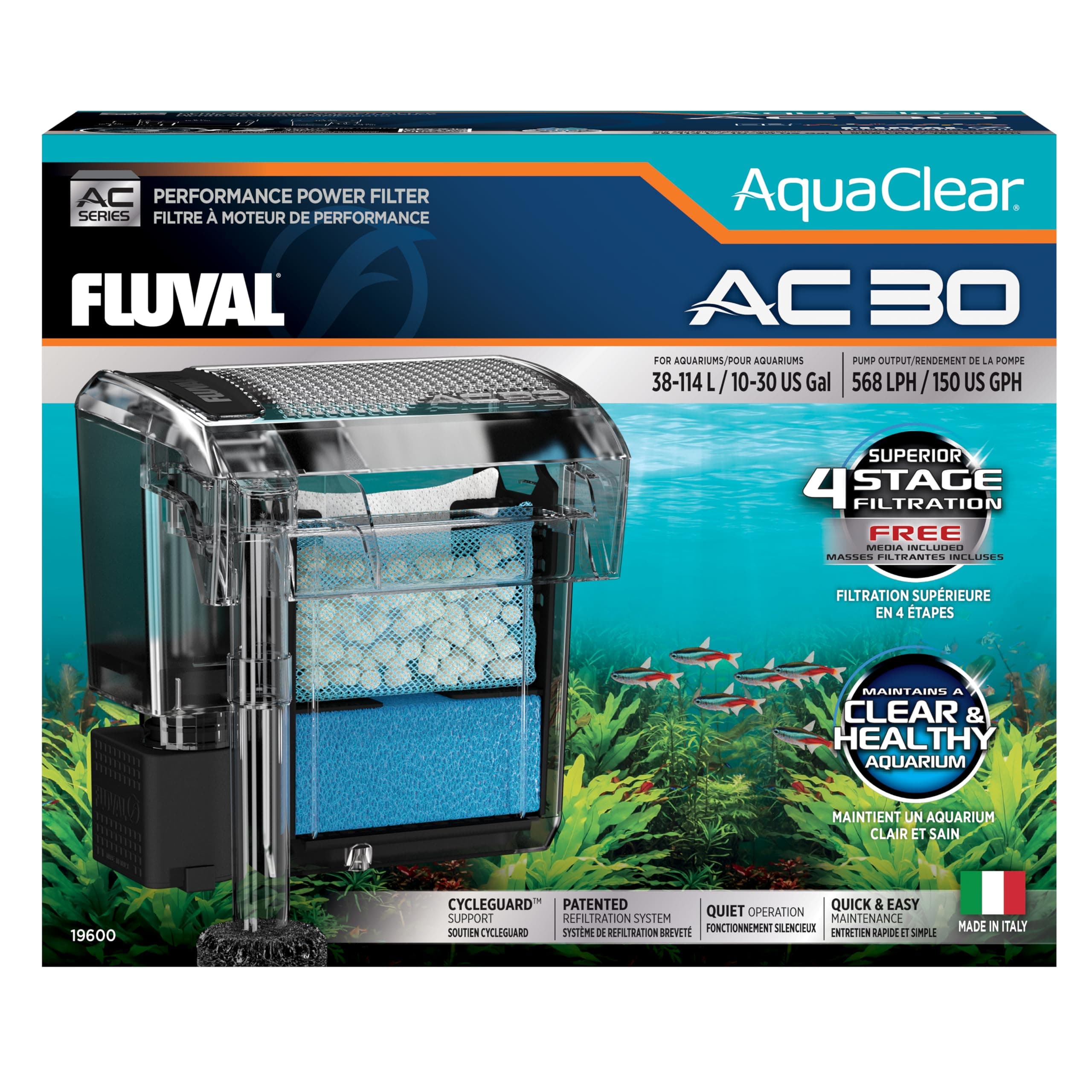 AquaClear AC30 Aquarium Backpack Filter, 569 lph