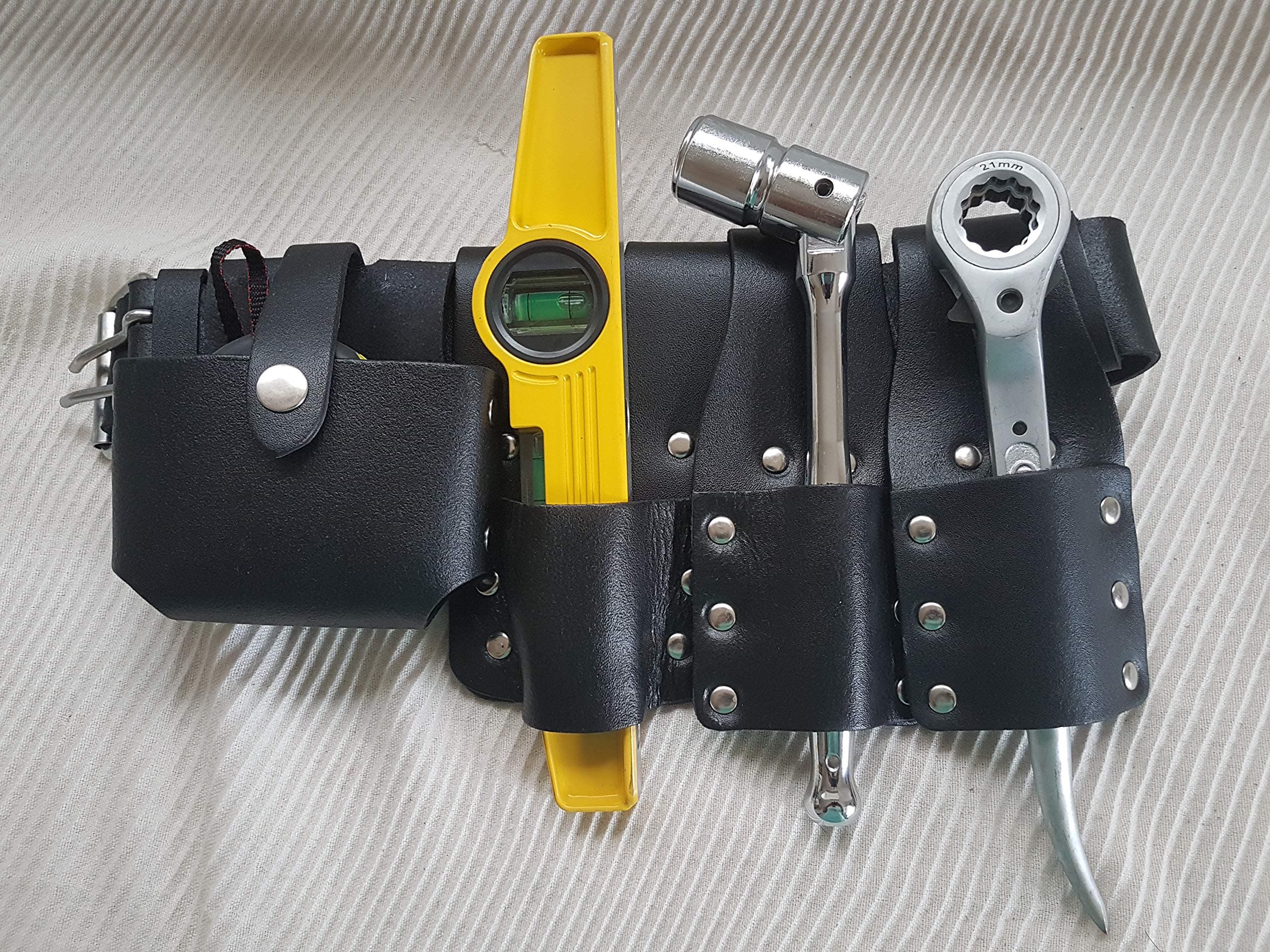 BBI Black Leather Scaffolding Tool Belt with Full Tool Set New Features