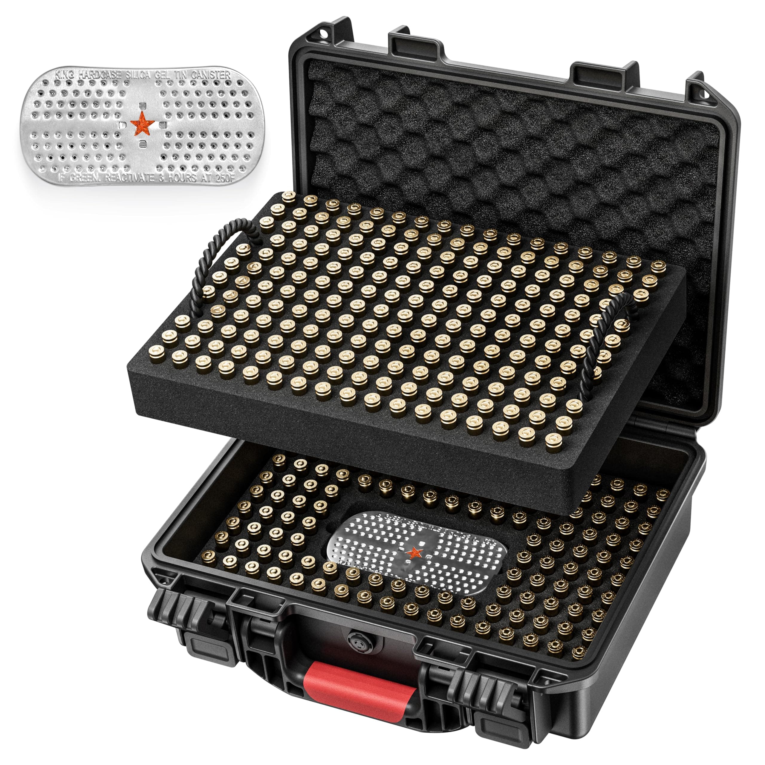 Kinghardcase 350 Round Ammo Locking Storage Case - Travel Safe/Mil Spec/Waterproof Ammo Box - for 9x19mm Parabellum/9mm Luger, 380ACP, 38 S&W, 356 TS&W,7.63mm Mannlicher,8mm Steyr..