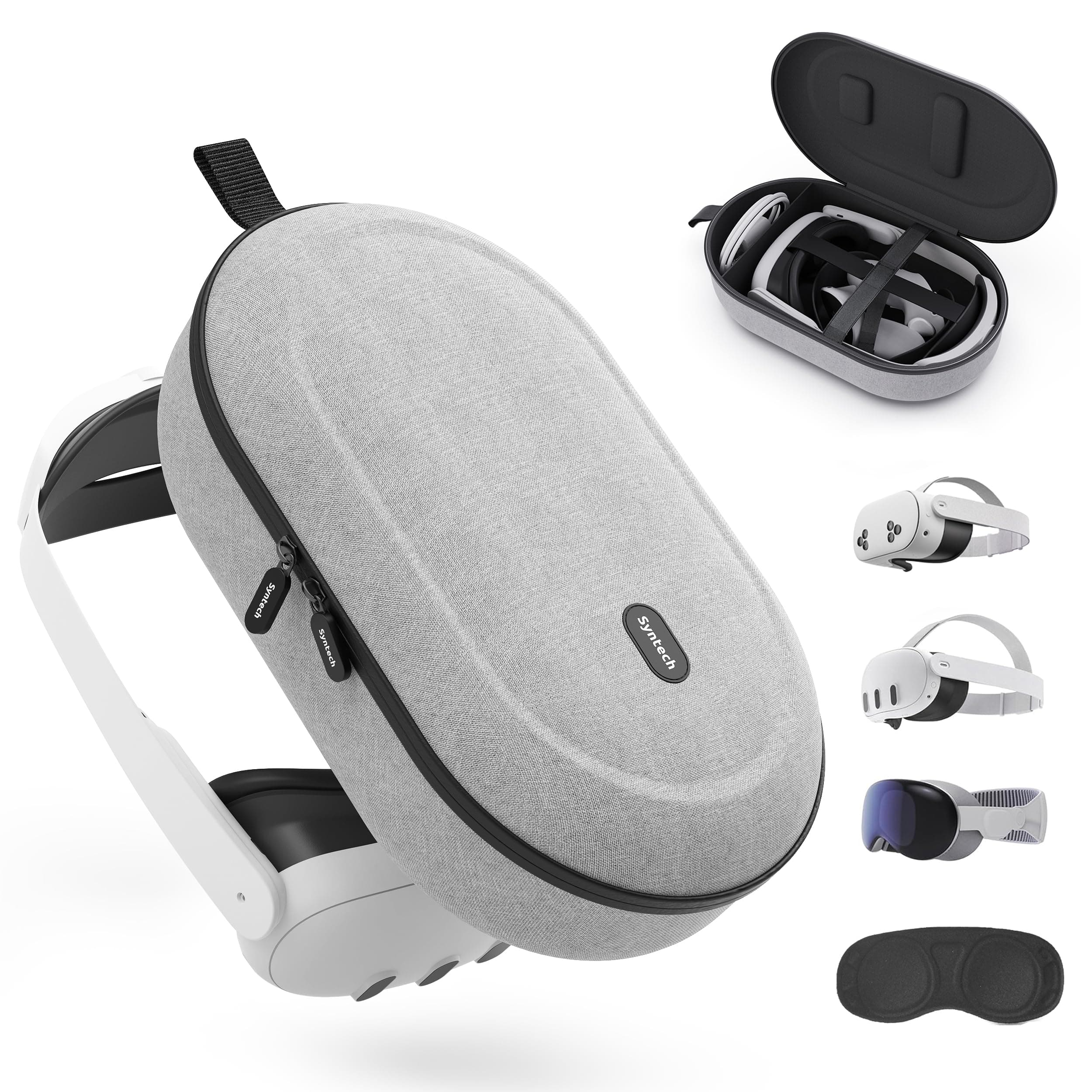 Syntech Hard Carrying Case Compatible With Meta Quest 3S/Quest 3/Oculus 2/Vp/Pico4, Accessories Vr Gaming Headset Elite Strap, Touch Controllers, Ultra-Sleek Design For Travel Storage, Gray