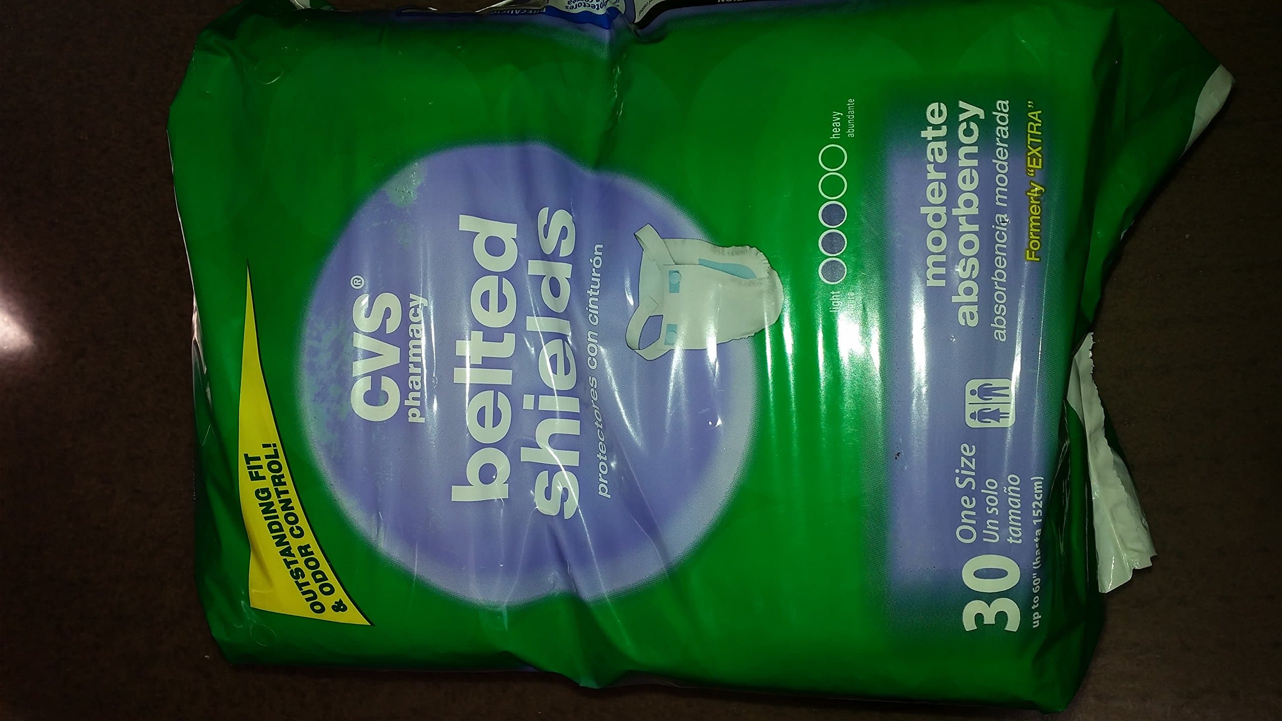 CVS Mens/Womens Belted Shields Moderate Absorbency One Size (up to 60 Inches) - Compare to Depends - (30 Count)