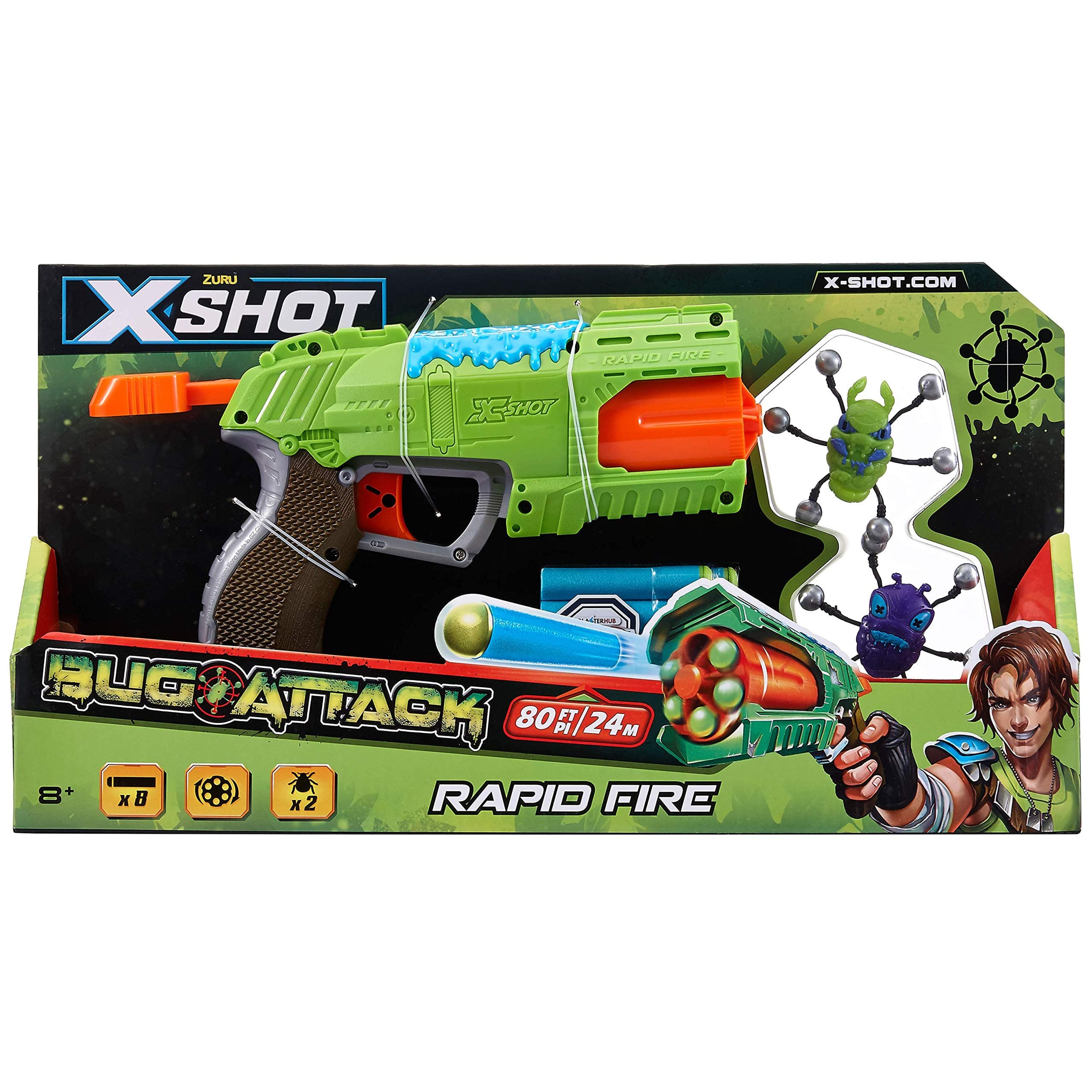 XSHOT Bug Attack Rabid Fire (2 Bugs, 8 Darts) by ZURU