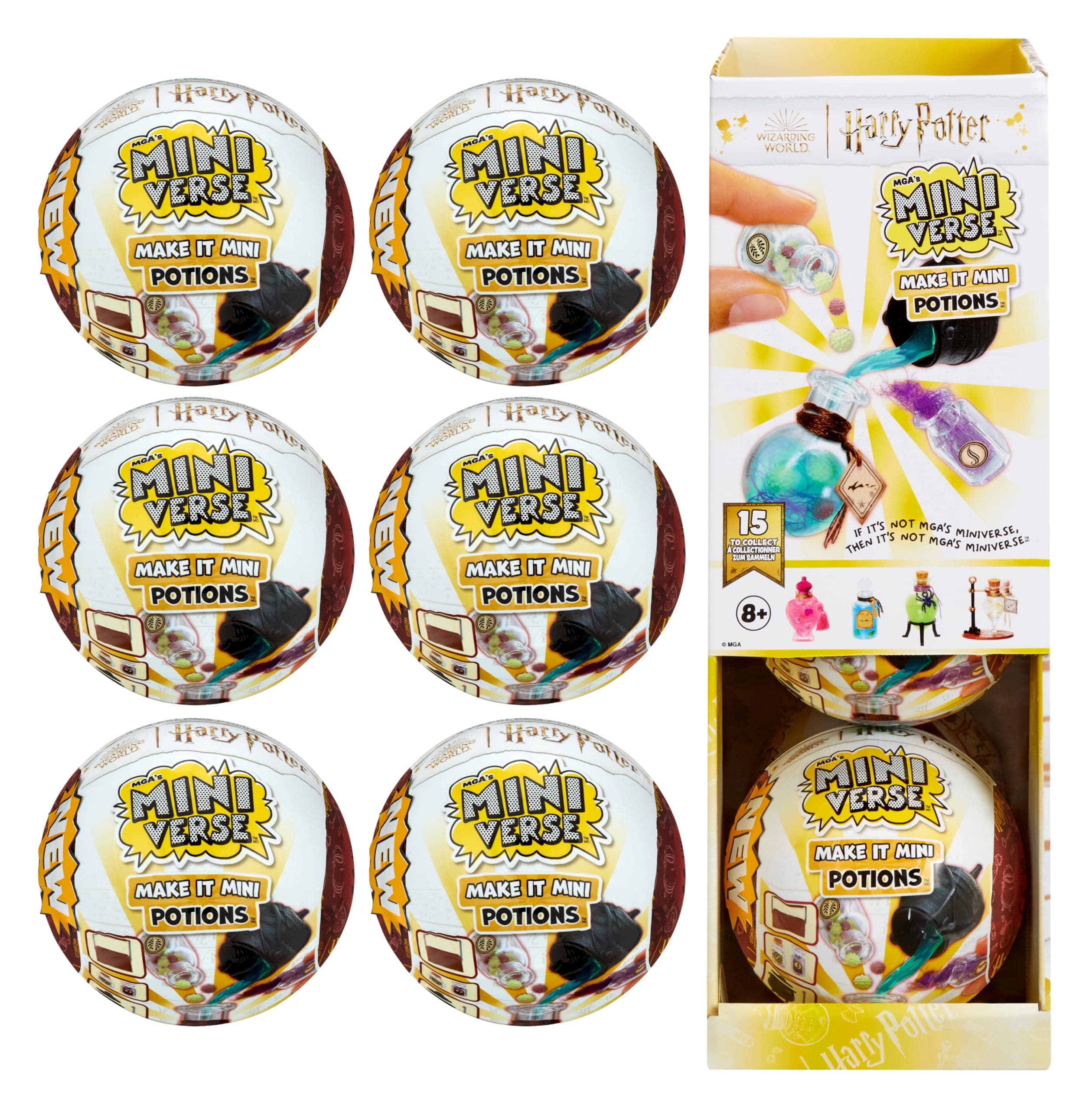 Make It Mini Potions Harry Potter Party Pack (6 Pack) Mini Collectibles, Blind Packaging, DIY, Resin Play, Replica Potions, NOT Edible, Collectors, 8+
