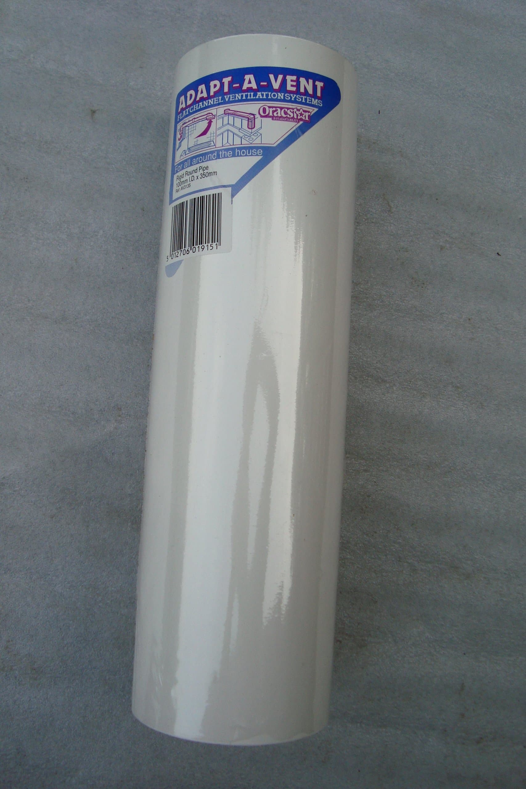 Rigid Round pipe for Extractor 100mm x 350mm long White